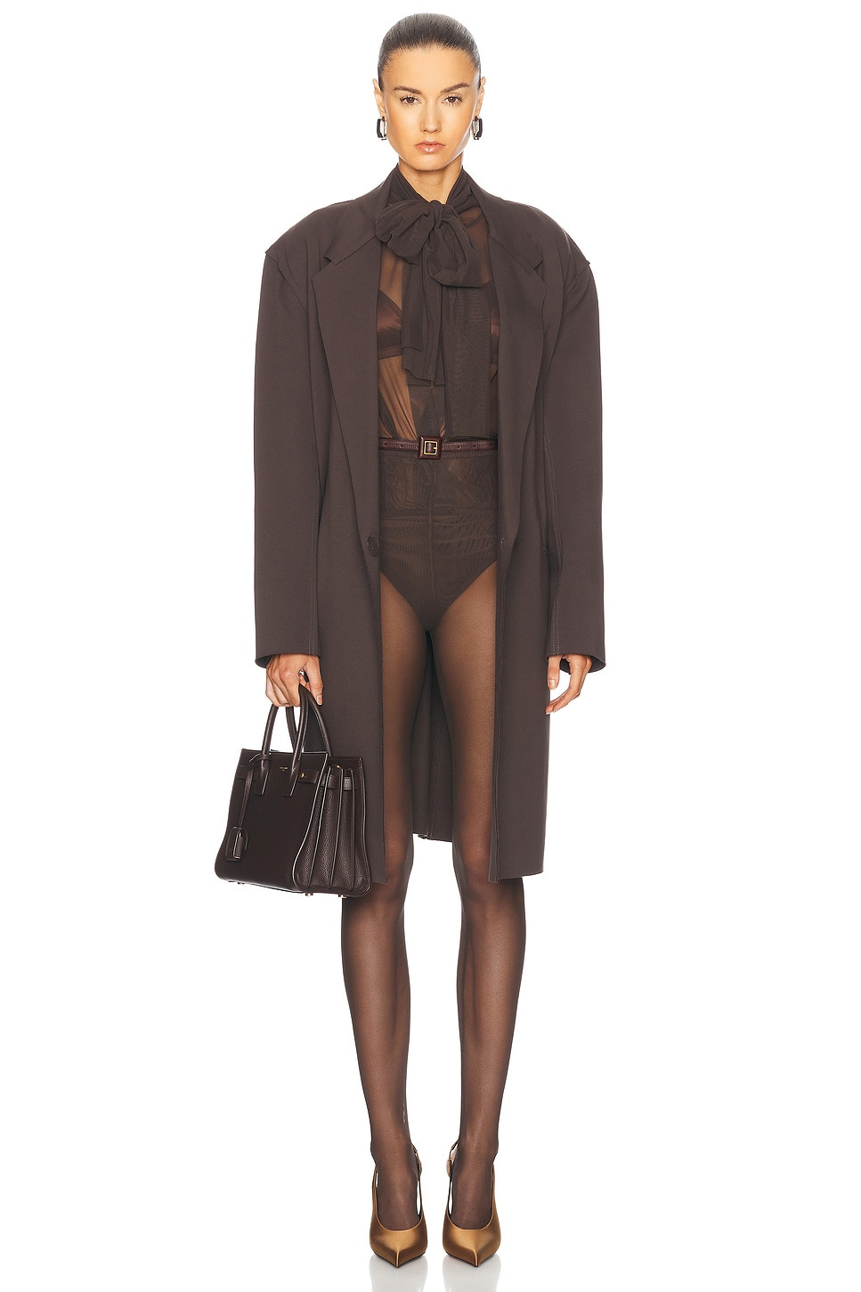 Super Oversized Boyfriend Shirt Bow Bodysuit - 6