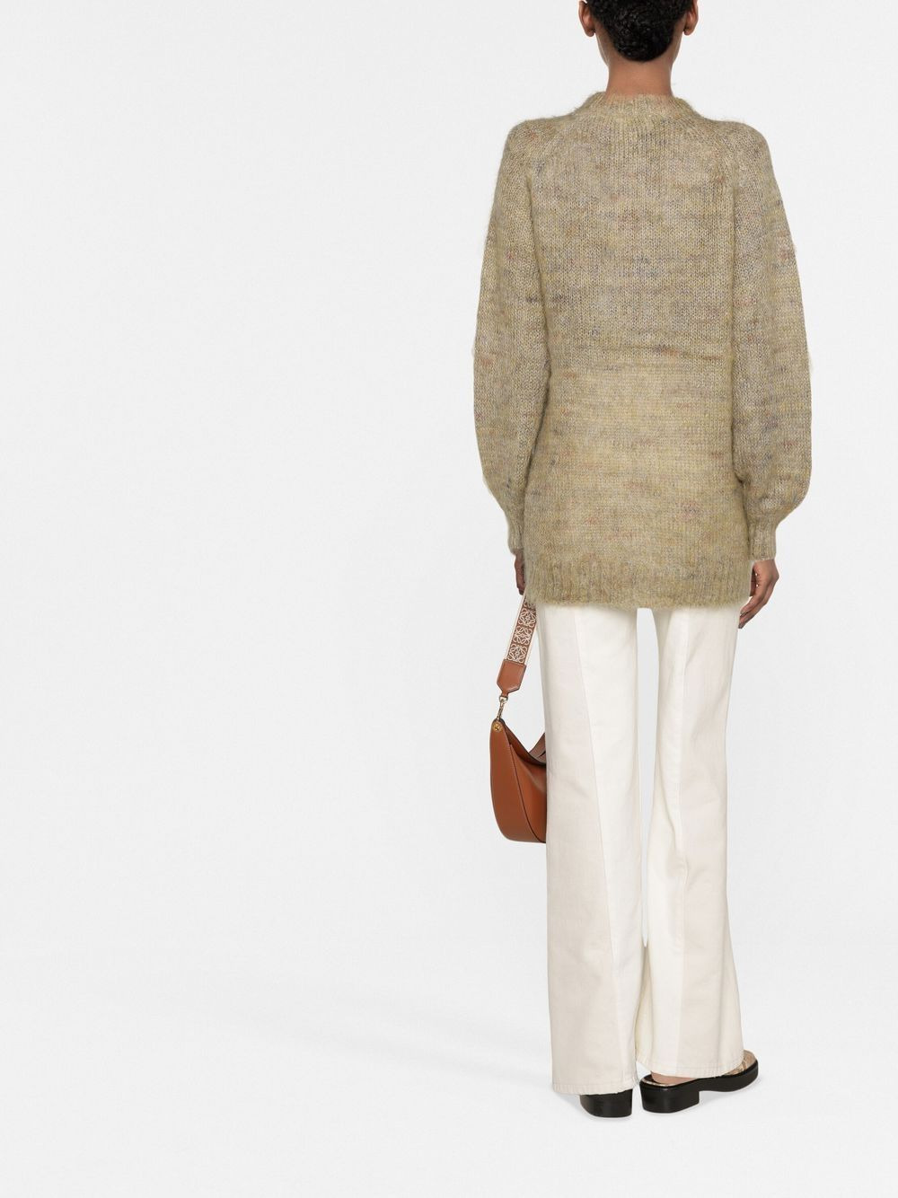 brushed-effect crew-neck cardigan - 4
