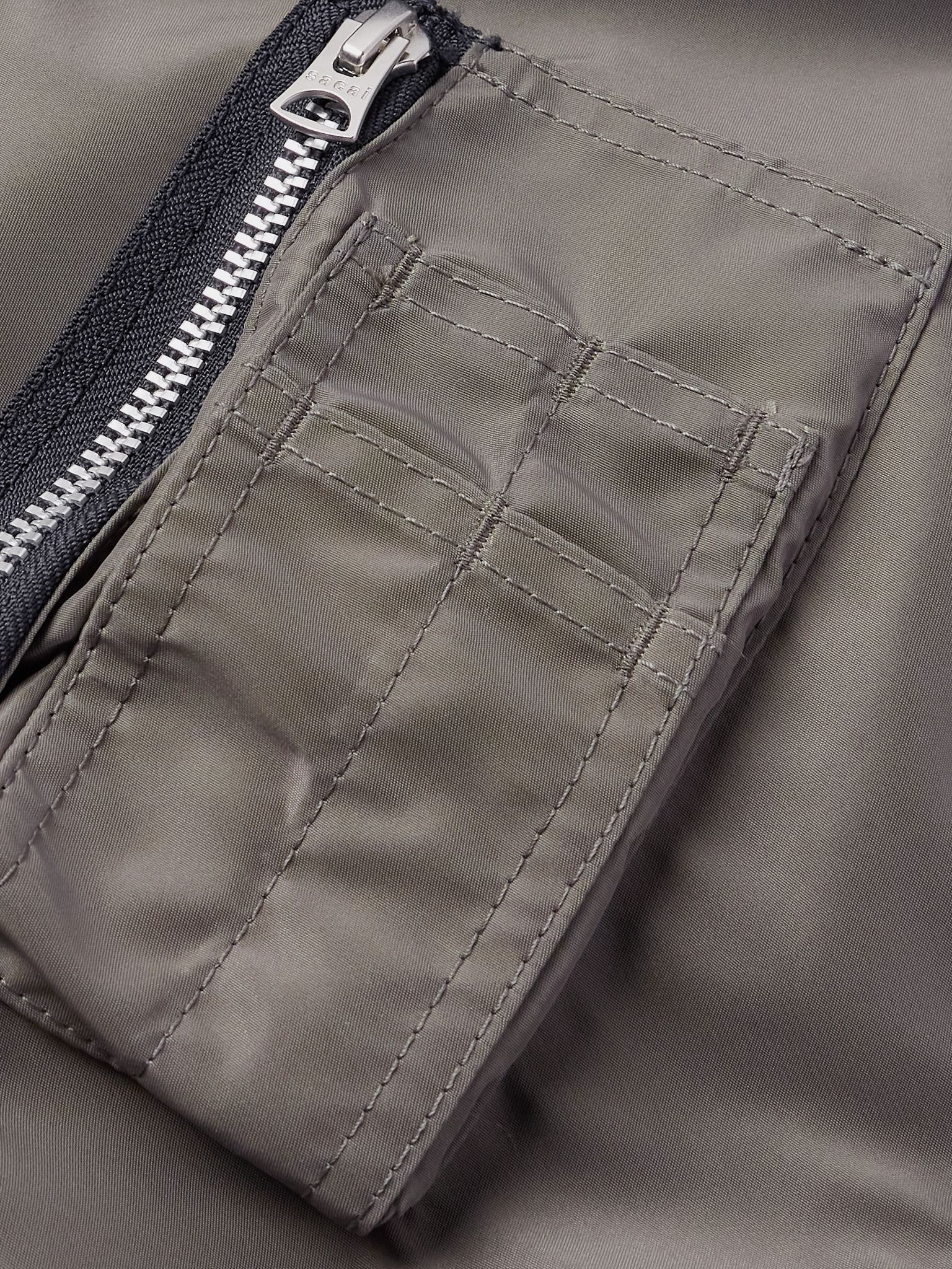 Padded Nylon-Twill Bomber Jacket Gray - 5