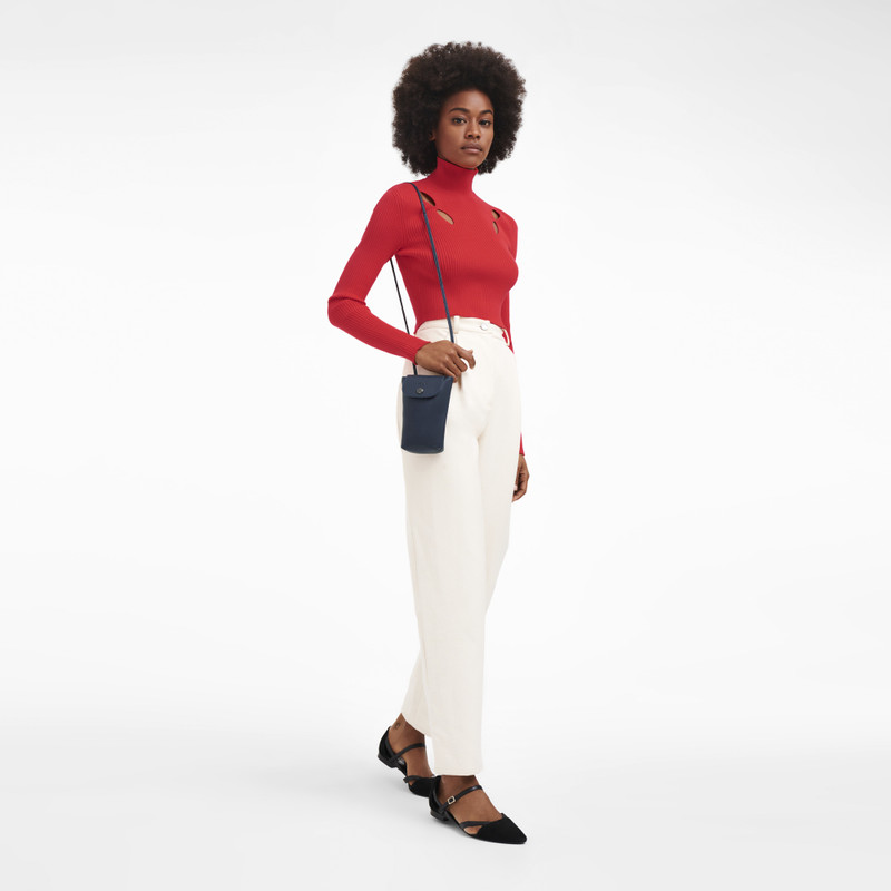 Longchamp Le Pliage Xtra Phone case with leather lace Navy - Leather outlook