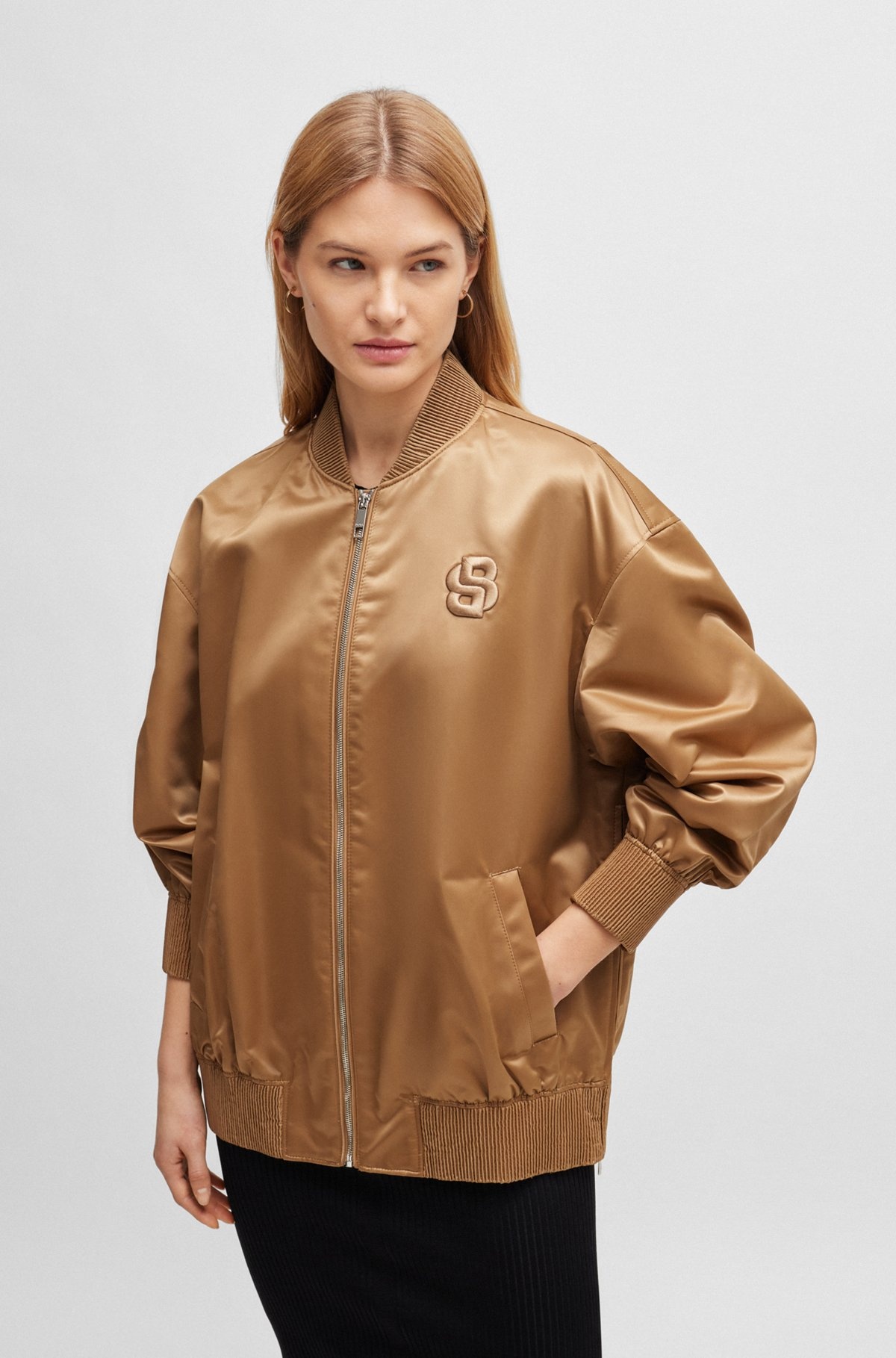 SATEEN BOMBER JACKET WITH DOUBLE MONOGRAM EMBROIDERY - 2