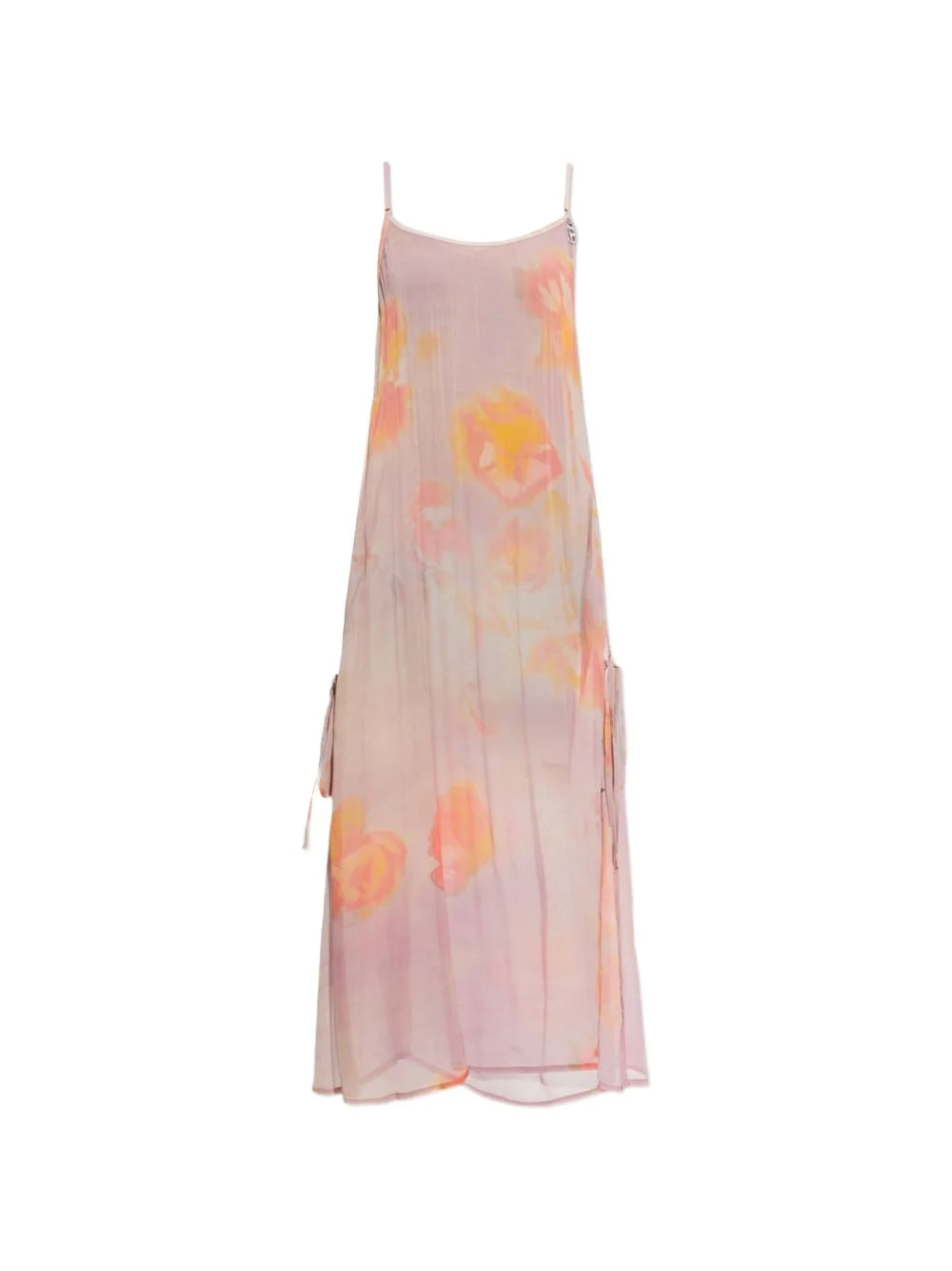 floral-print crystal-logo midi dress - 1