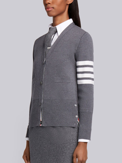 Thom Browne Medium Grey Milano Stitch Fine Merino Wool 4-bar V-neck Cardigan outlook