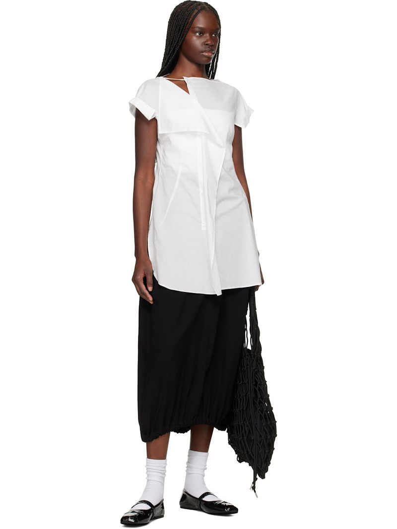 Y's White Cotton Lawn Right Side Drape Blouse outlook