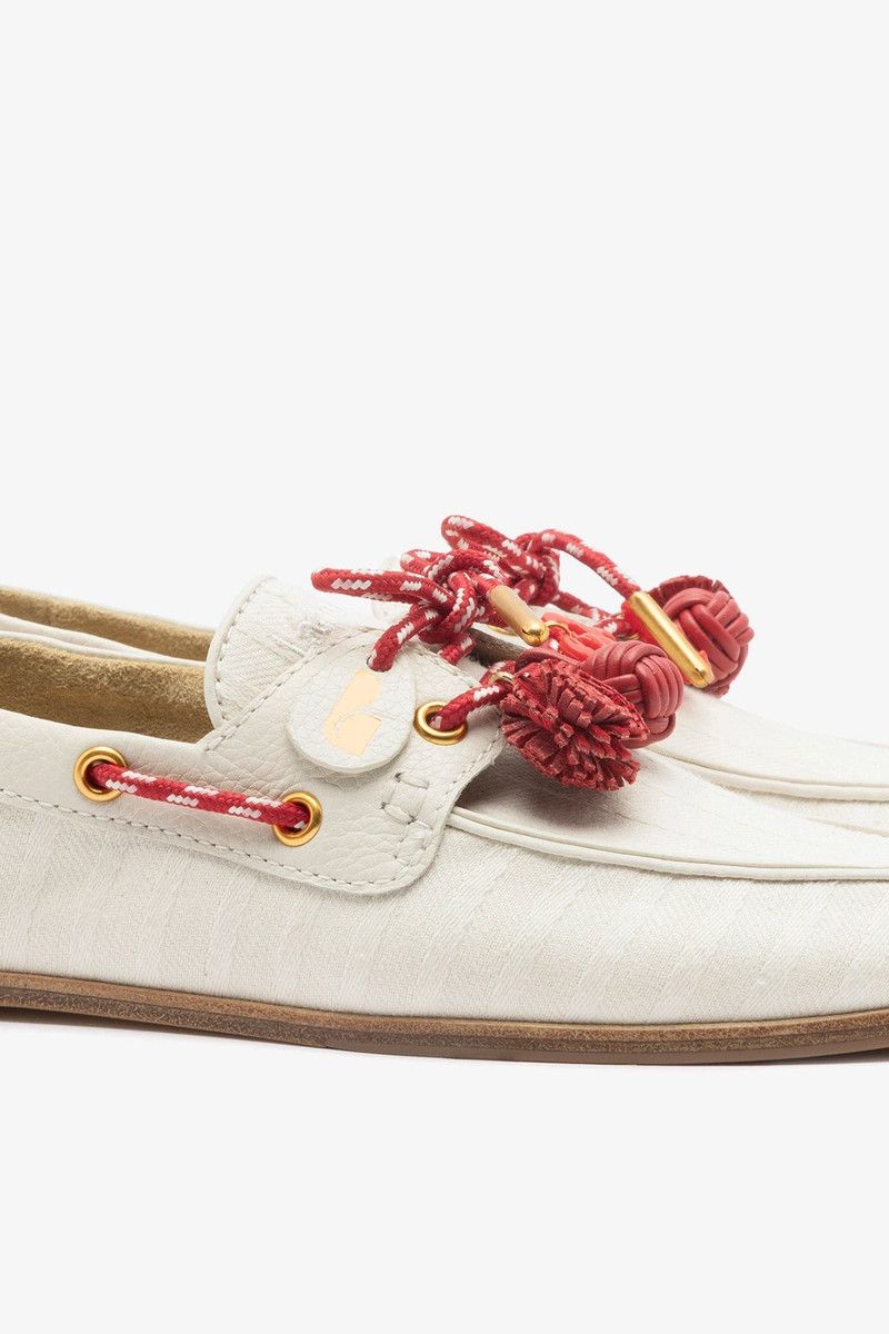 Cyprus Boat Shoe Ivory Striped Canva 4