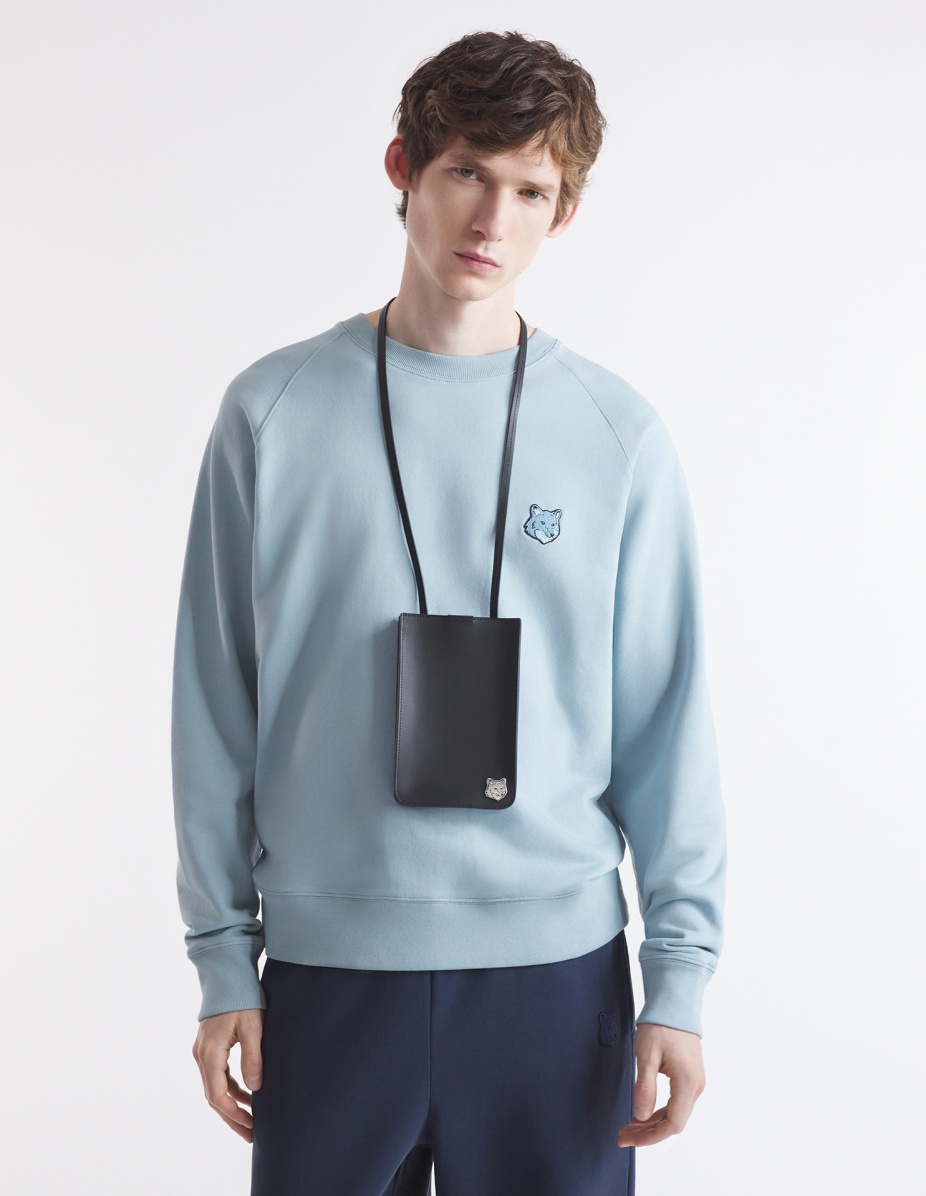 MAISON KITSUNE｜CROSSBAGS (FOX HEAD NECK POUCH (MM05340L MAISON KITSUNÉ Fox Head Neck Pouch in Black | SVD USA