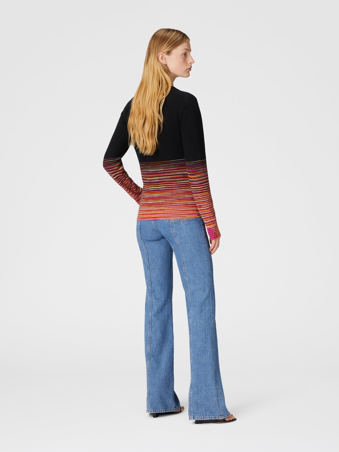 Dégradé slub cashmere sweater with V-neck - 3