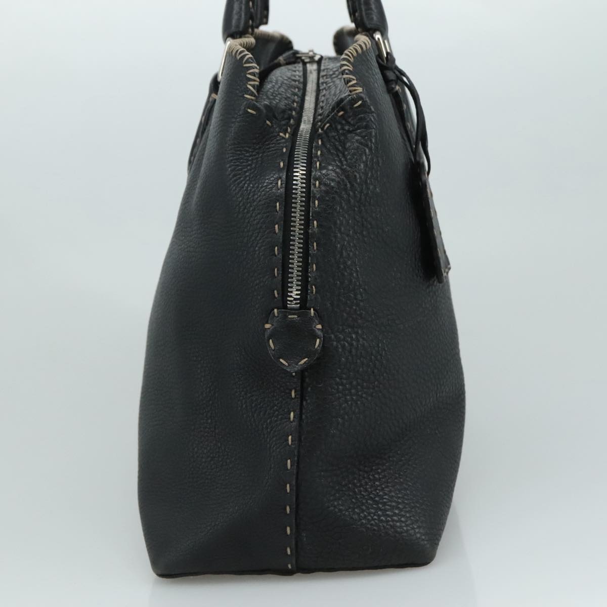 FENDI Celeria Hand Bag Leather Black Silver - 3
