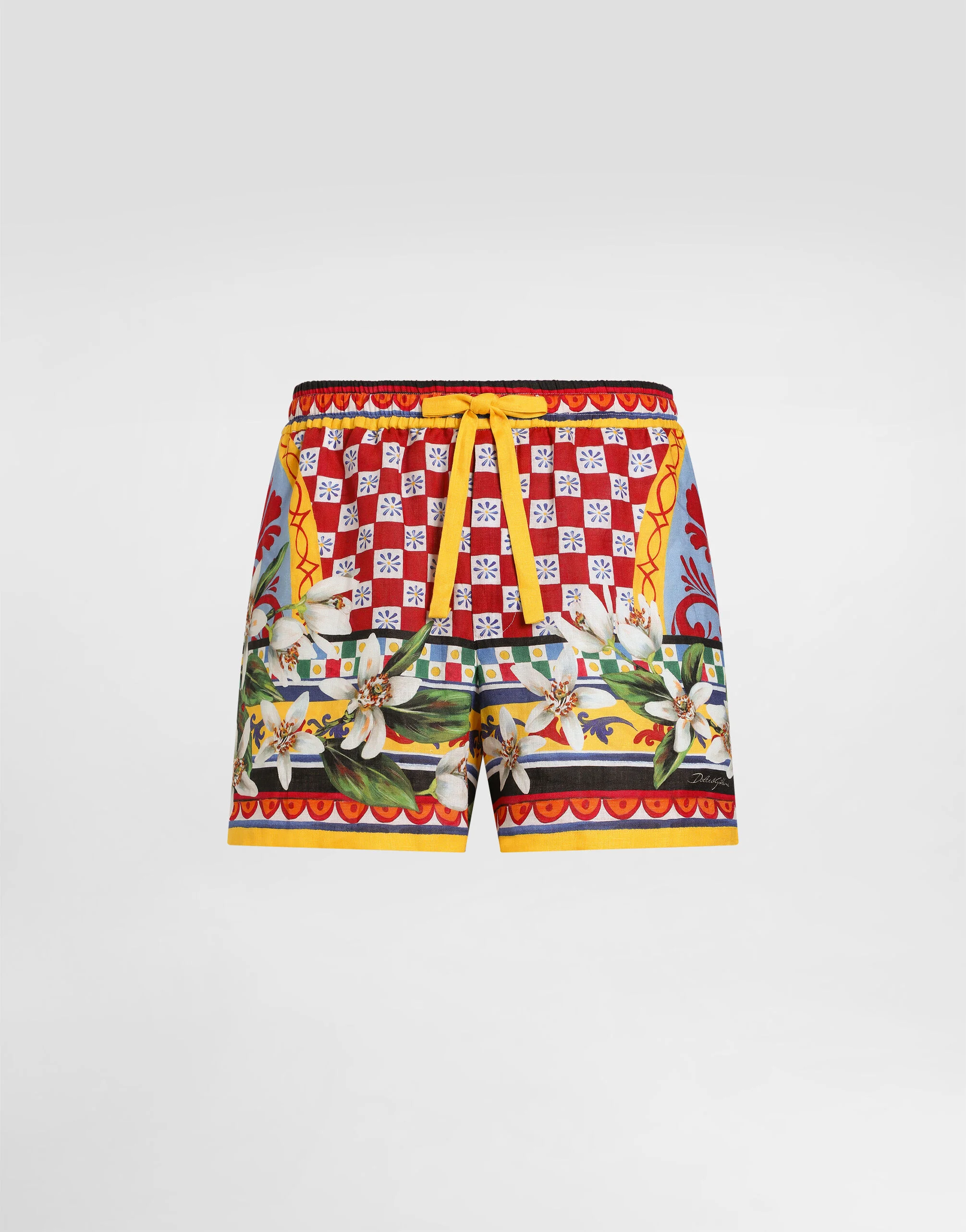 Carretto-print linen bermuda - 1