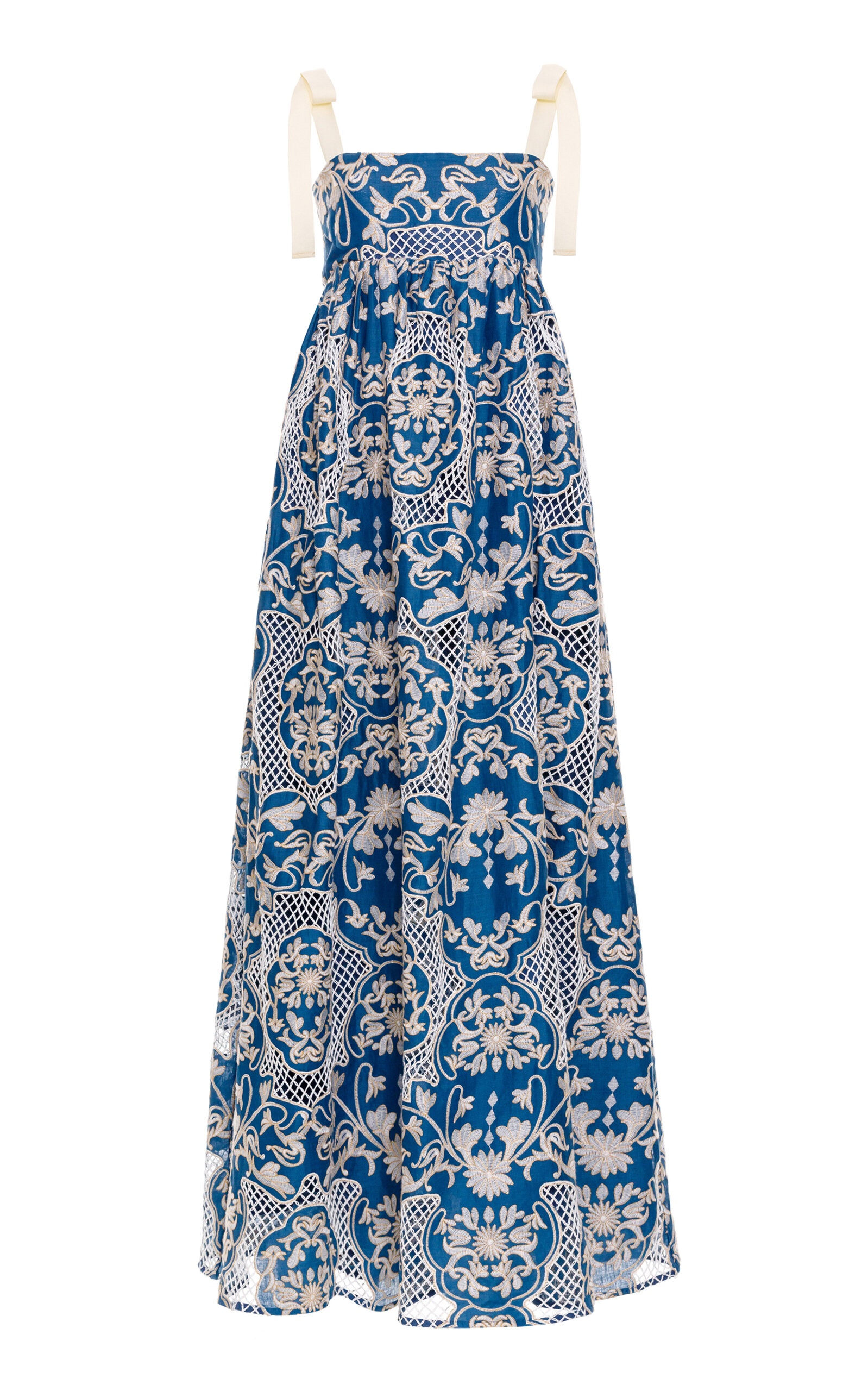 Verbena Embroidered Linen Maxi Dress blue - 1