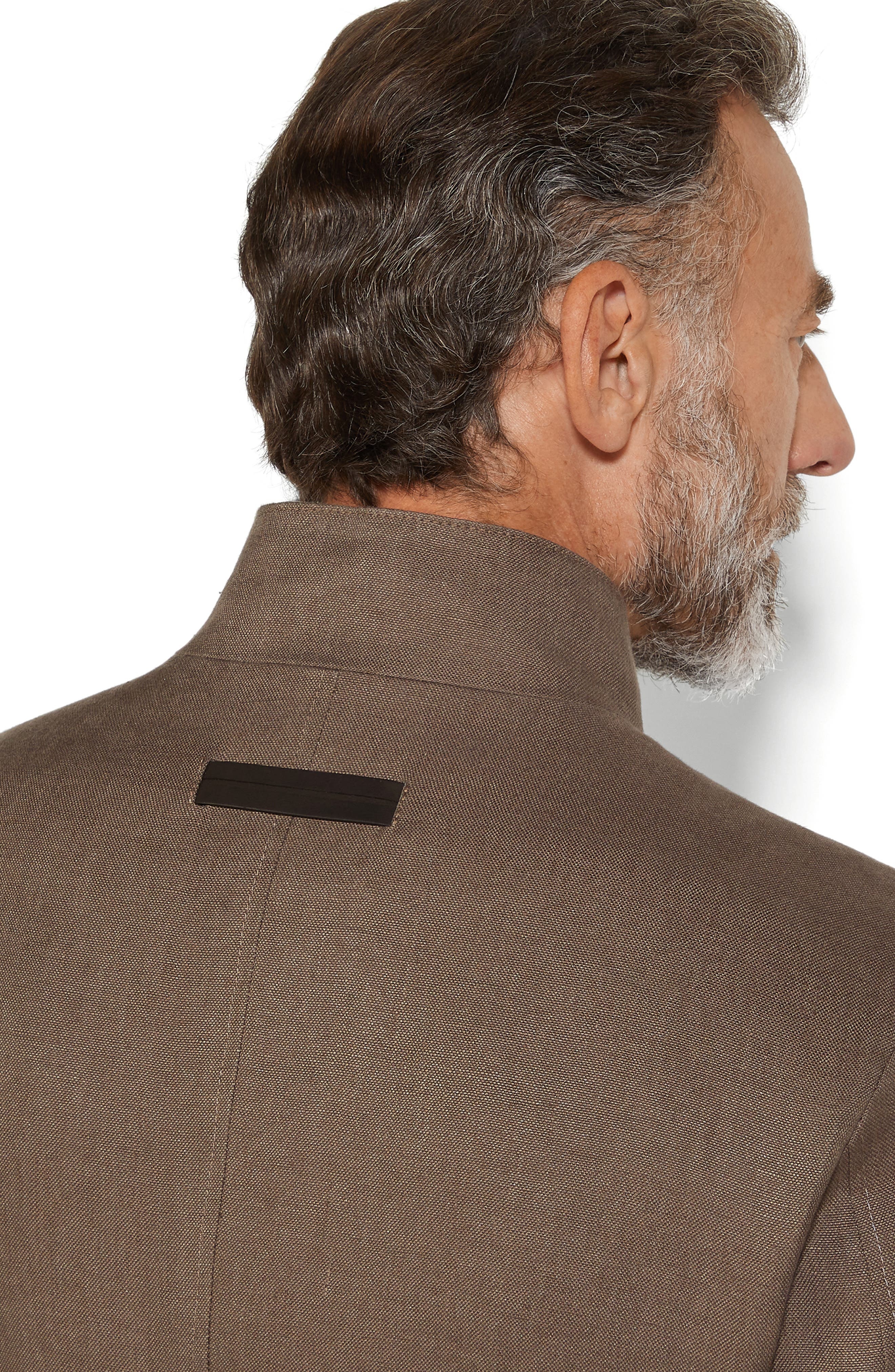 ZEGNA Linen Chore Jacket in Medium Brown Solid at Nordstrom - 2