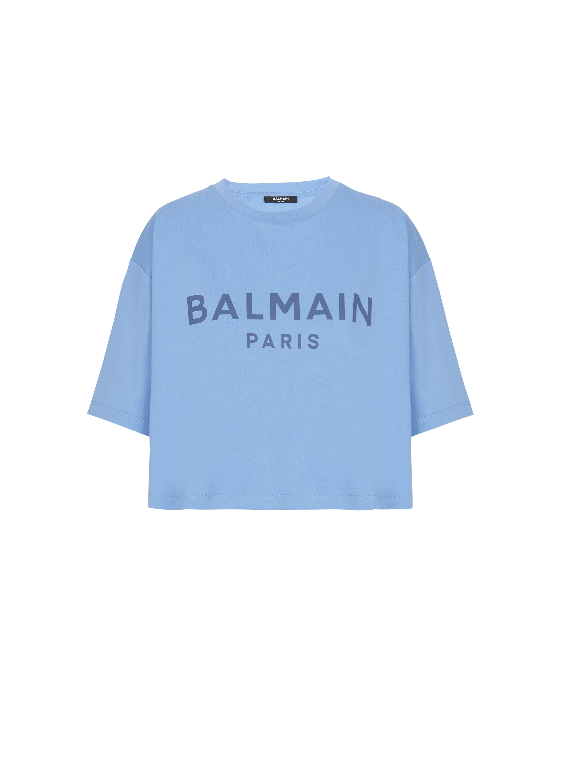 Cropped printed Balmain logo T-shirt - 1