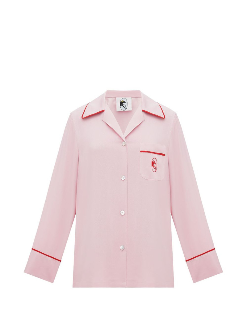 contrast-trim pocket pajama-style shirt 1