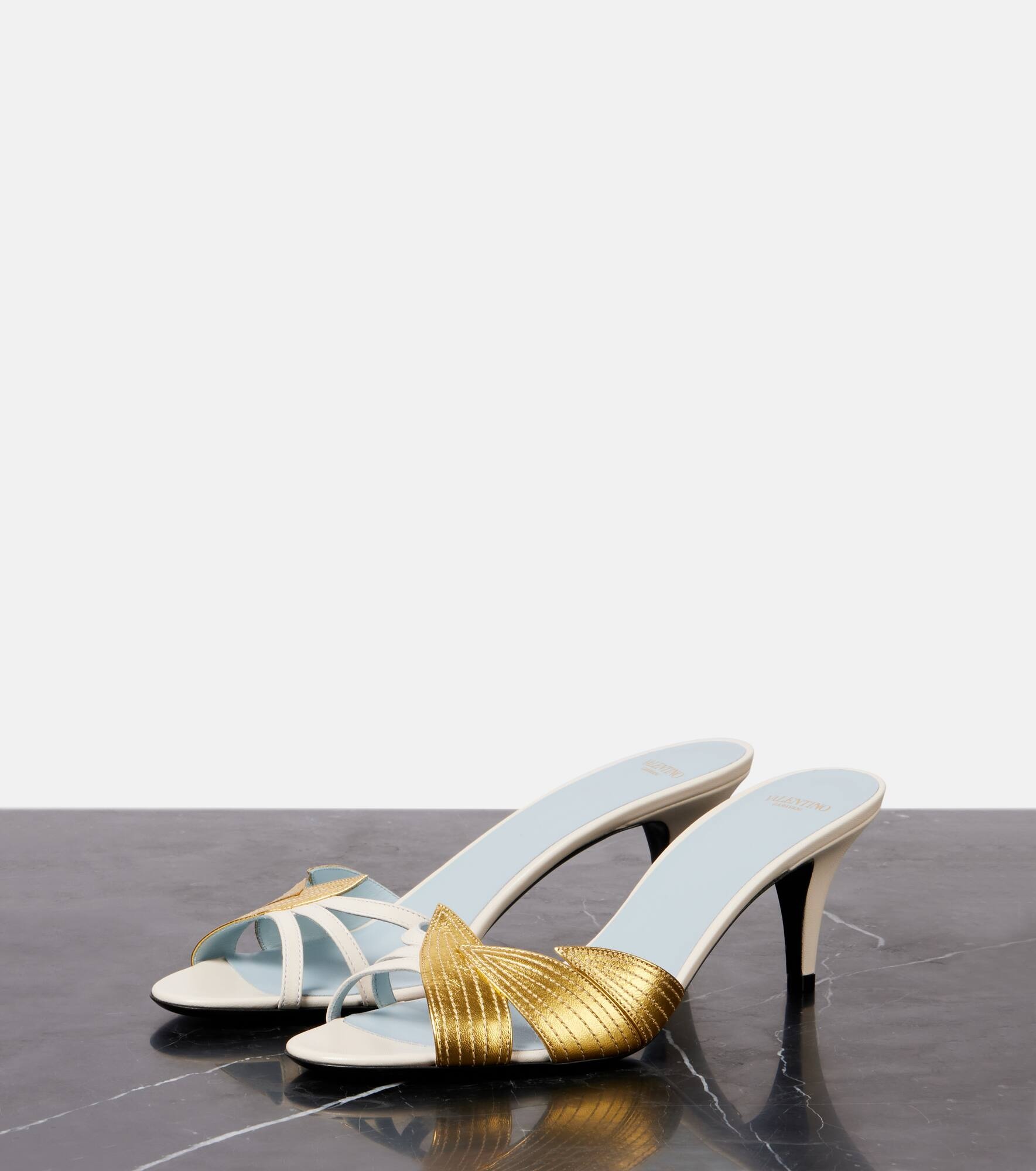 Foliefoliage metallic leather mules - 4