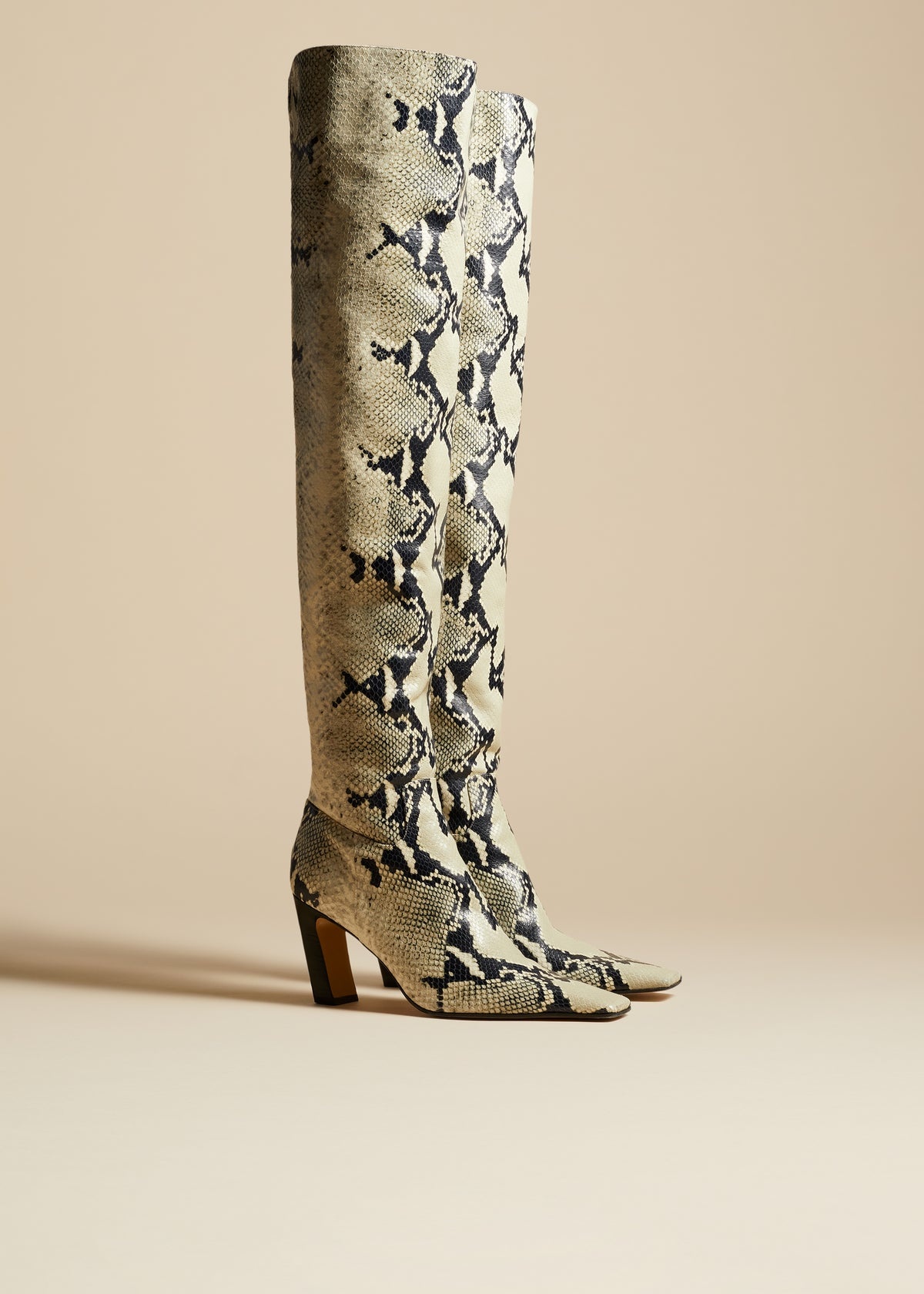 The Marfa Over-the-Knee High Boot in Natural Python-Embossed Leather - 2
