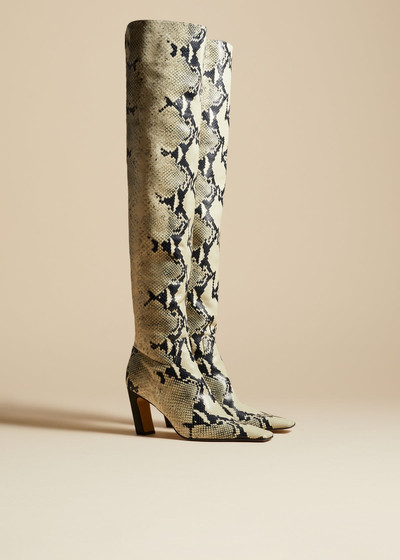 KHAITE The Marfa Over-the-Knee High Boot in Natural Python-Embossed Leather outlook