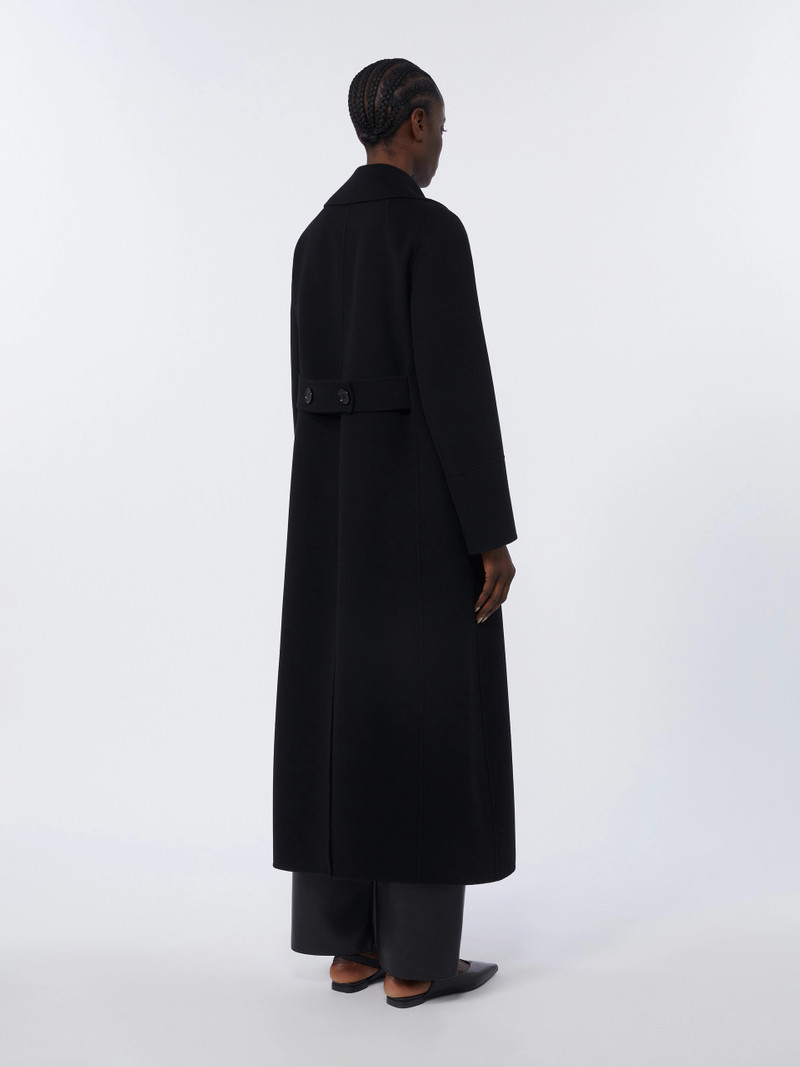 CUSTODI Long wool coat with half-belt detail - BLACK 4