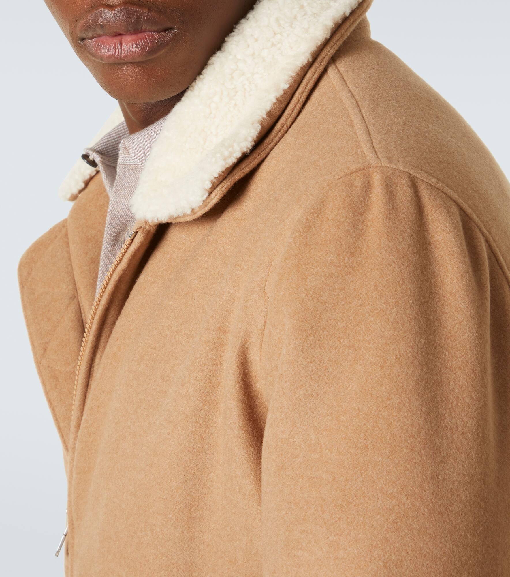 Shearling-trimmed cashmere jacket - 7