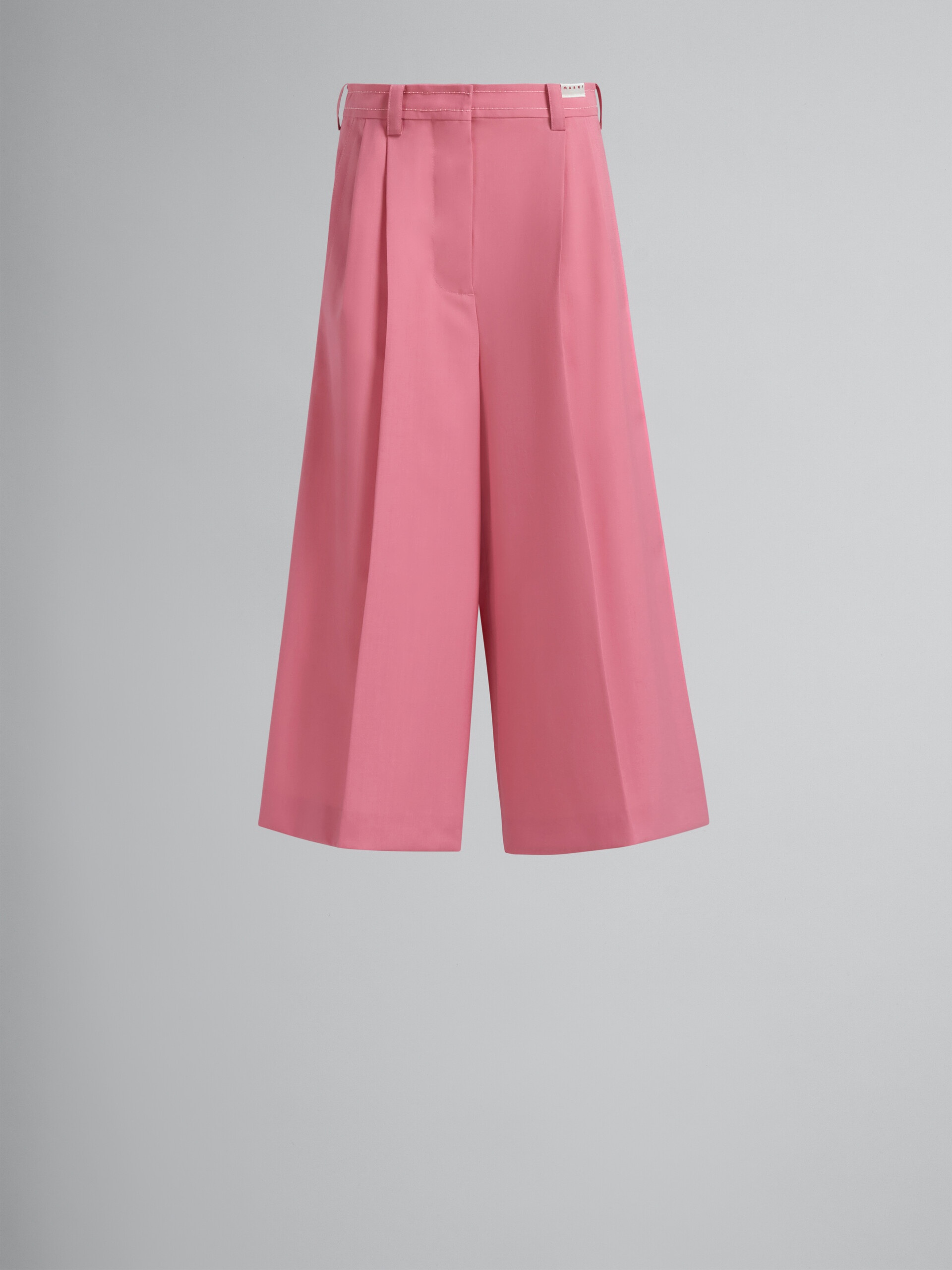 CROPPED PANTS IN PINK TROPICAL WOOL - 1