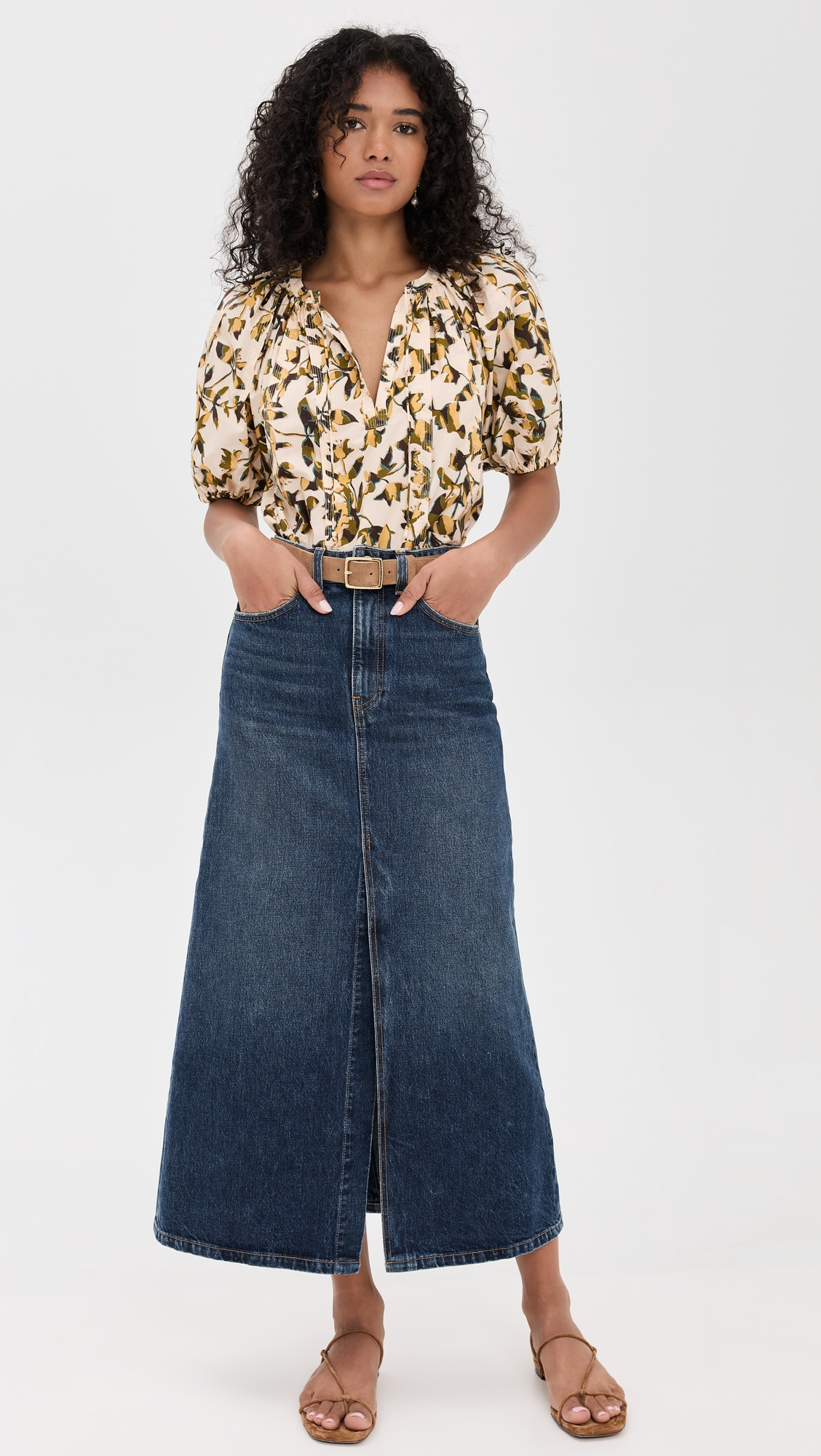 The Anais Denim Mid Rise Maxi Skirt - 4