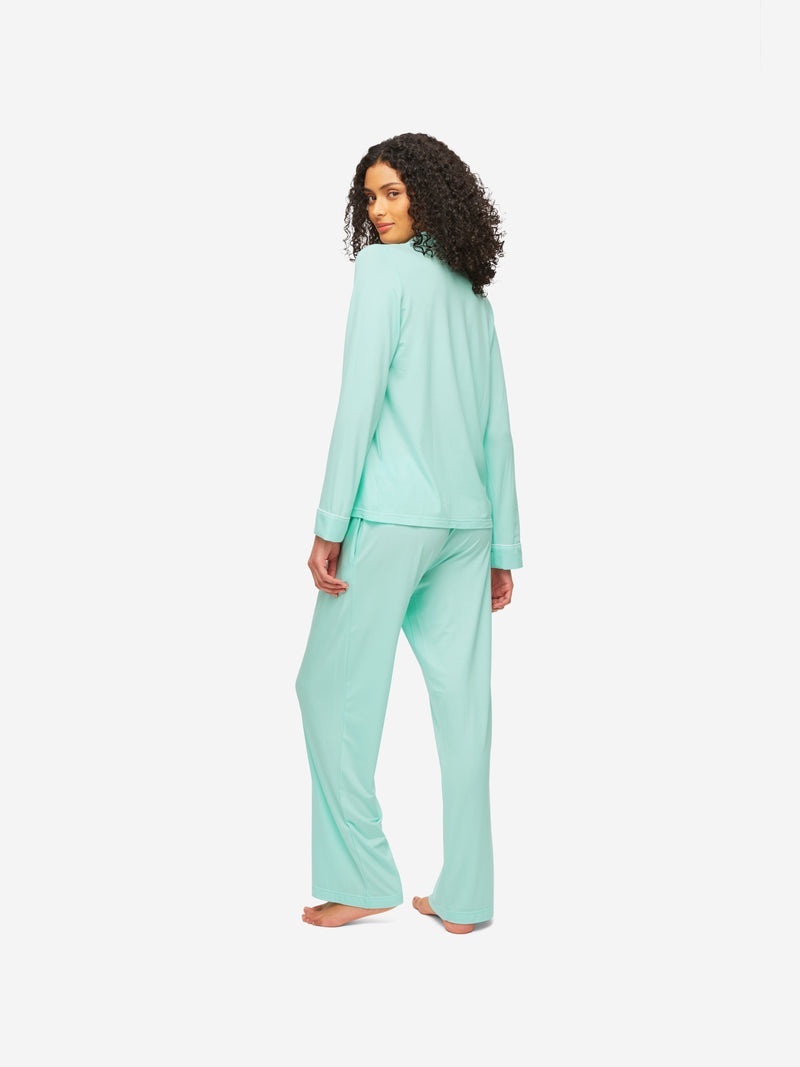 Women's Lounge Trousers Kate 9 Cotton Jacquard Teal