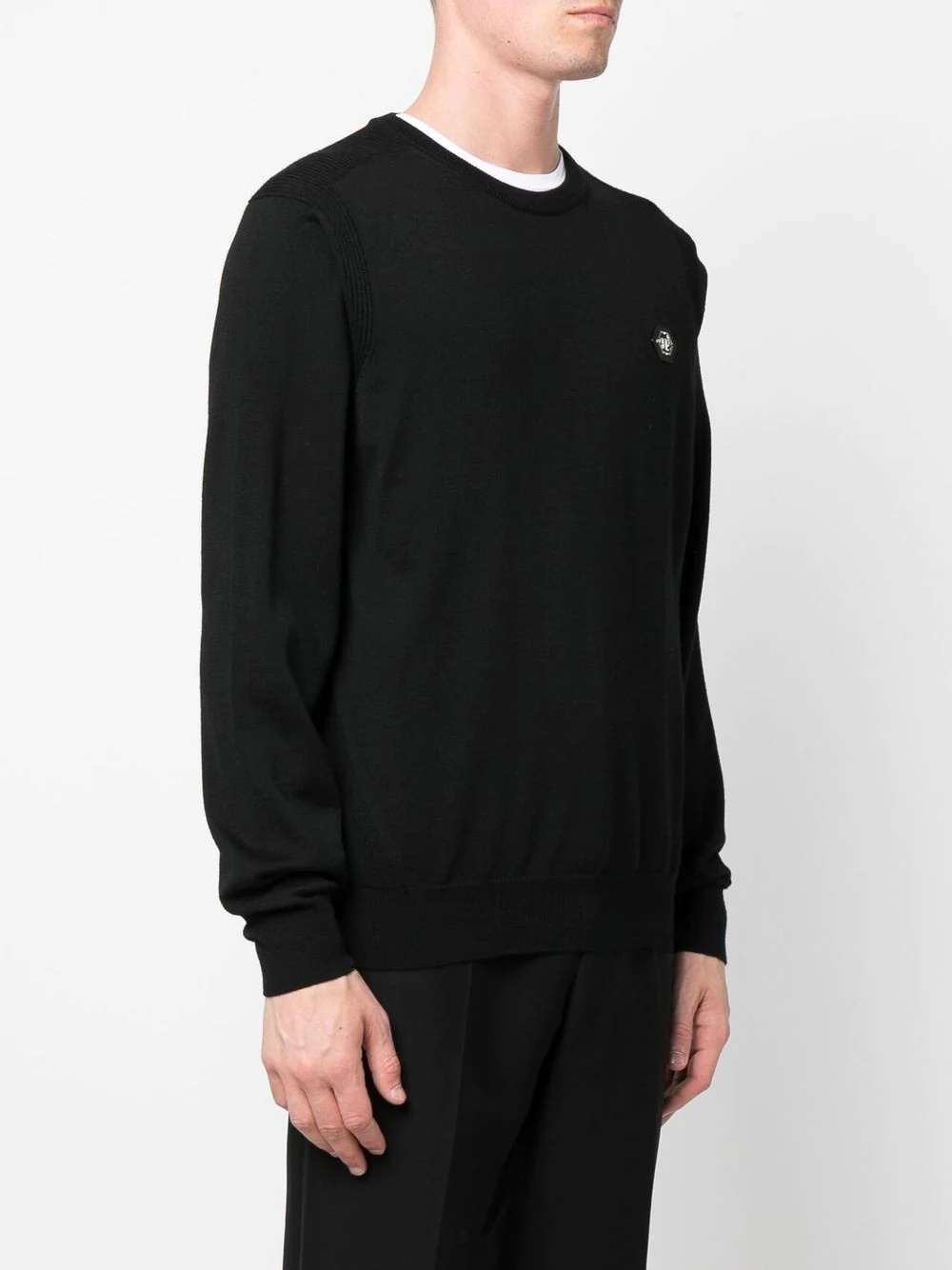 logo patch merino wool jumper - 3