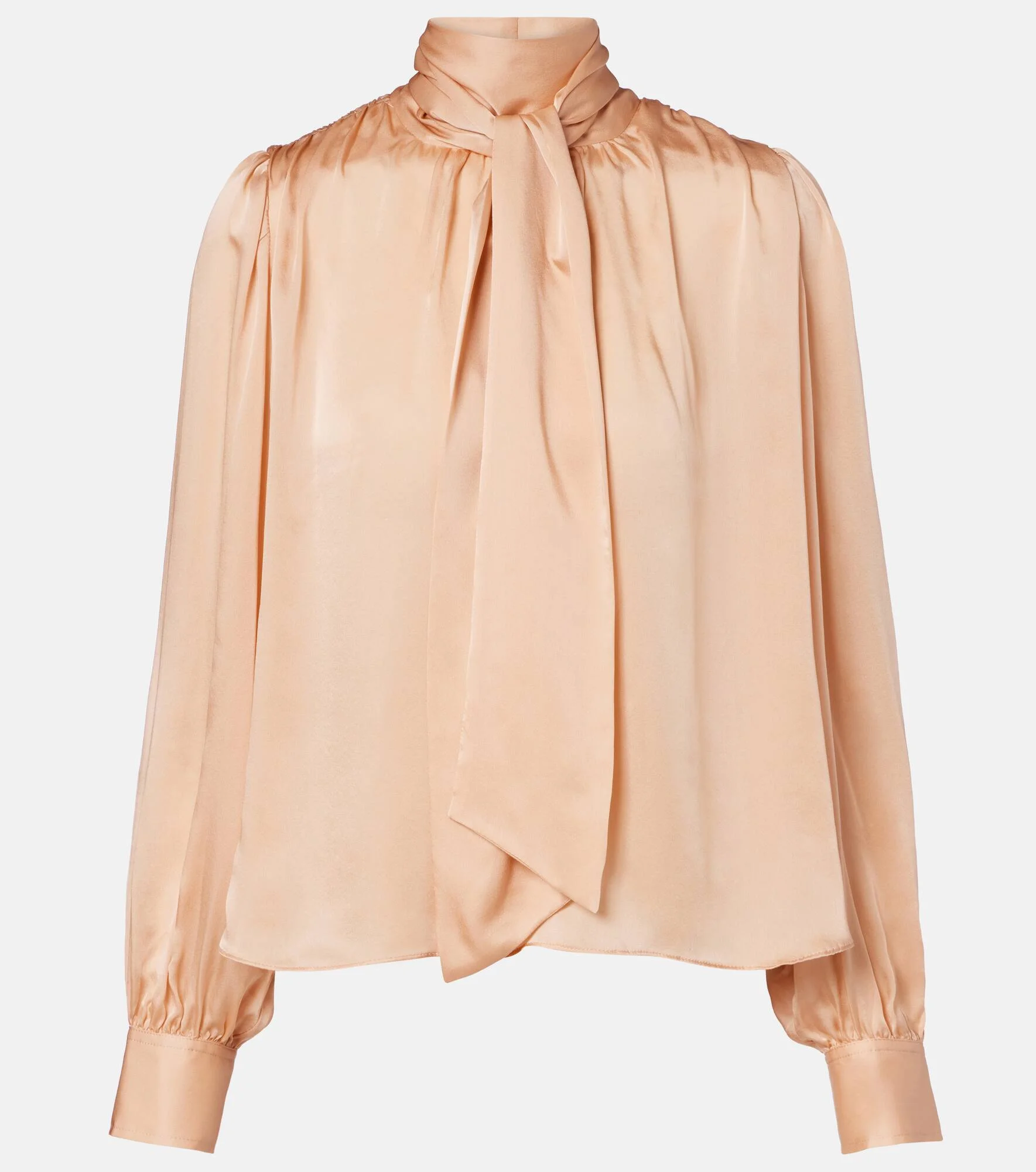 Ornament tie-neck silk chiffon blouse - 1