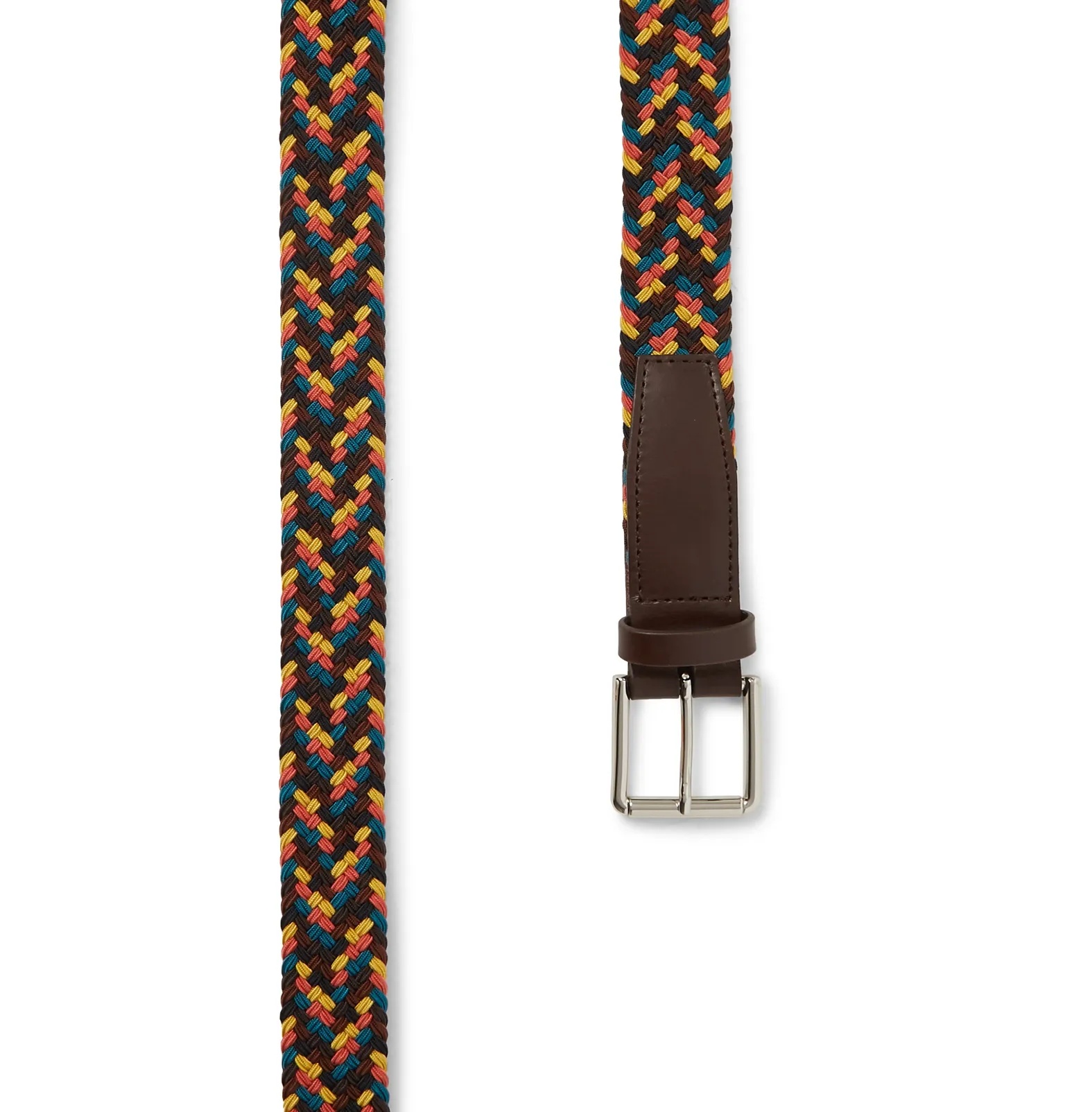 3cm Leather-Trimmed Woven Cord Belt - 3