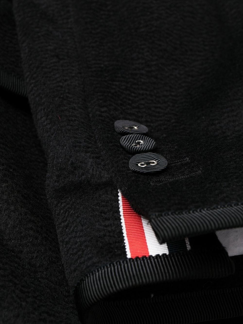 long grosgrain ribbon-trim coat - 7