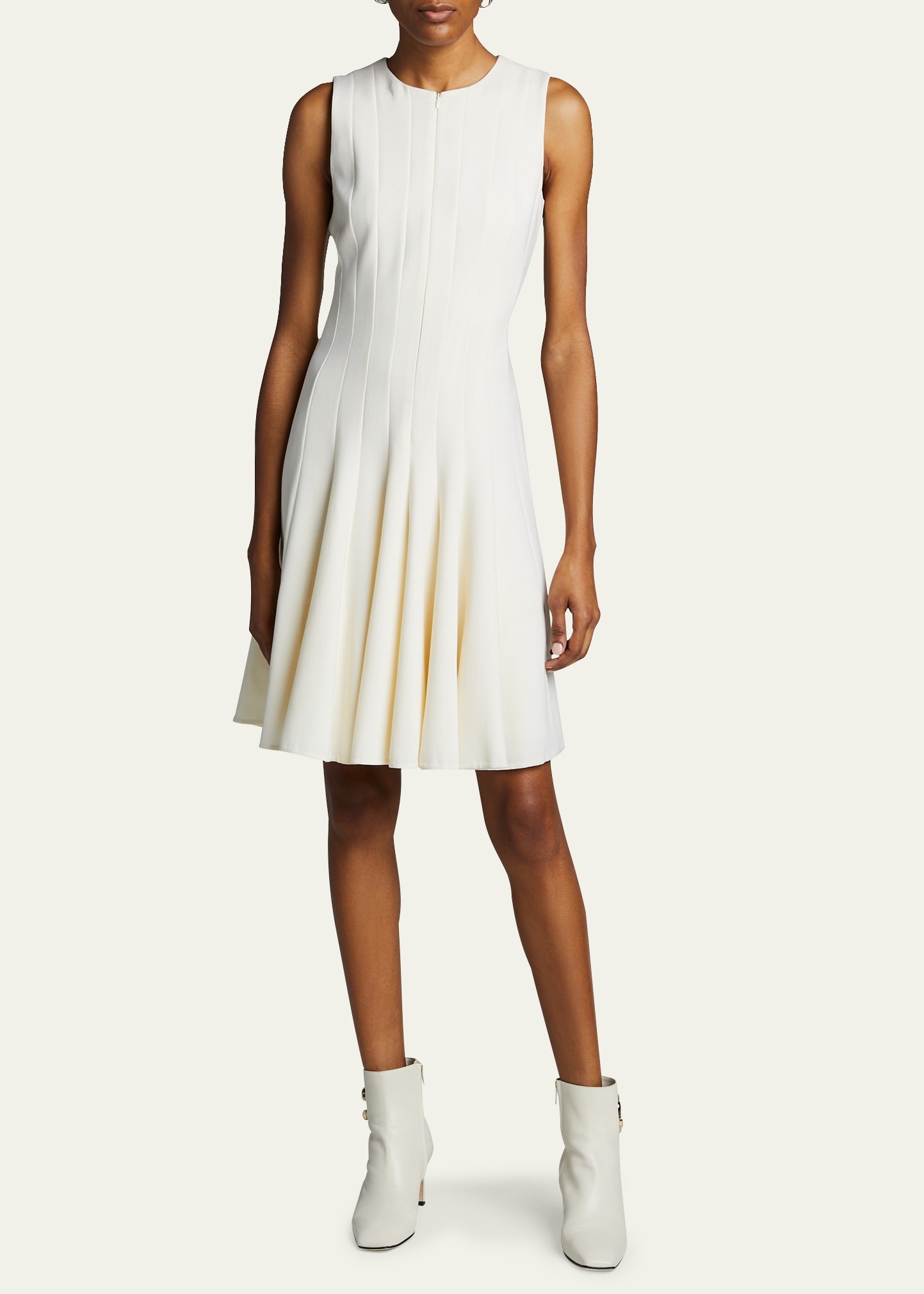 Sleeveless Zip-Front Seamed A-Line Dress - 4