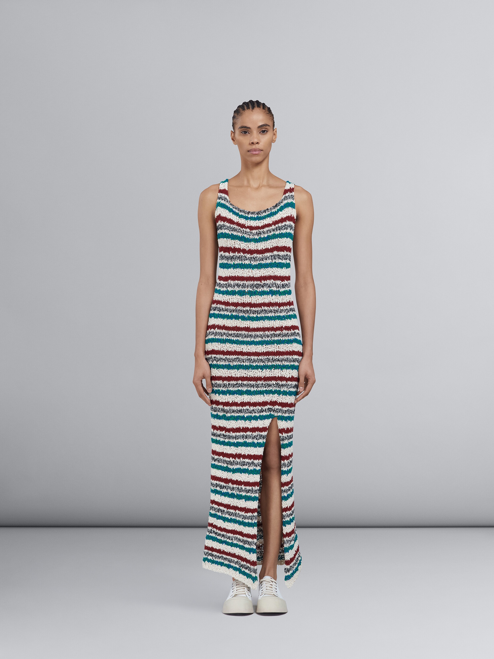 STRIPED COTTON KNIT DRESS - 2