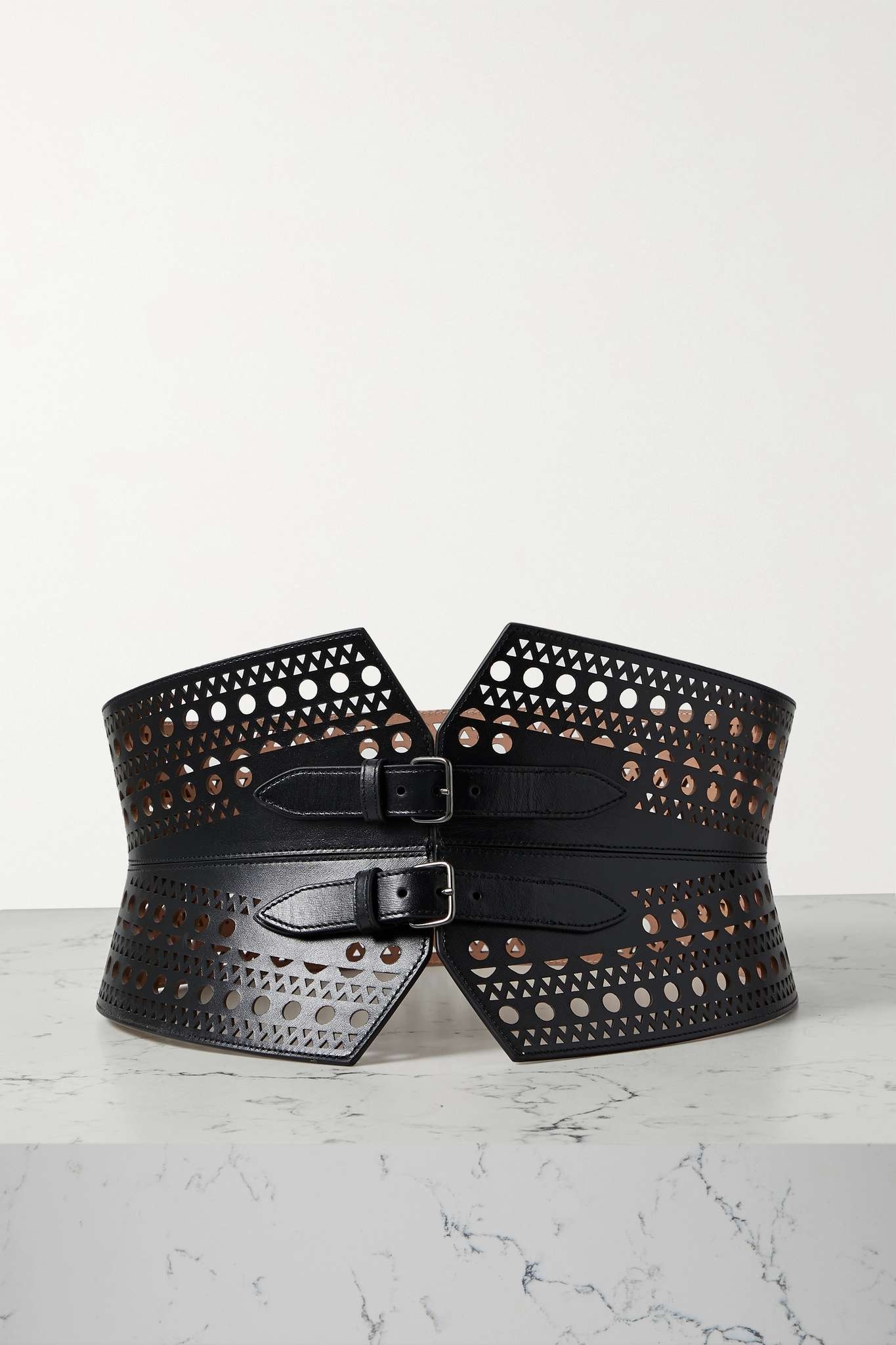 Laser-cut leather waist belt - 1