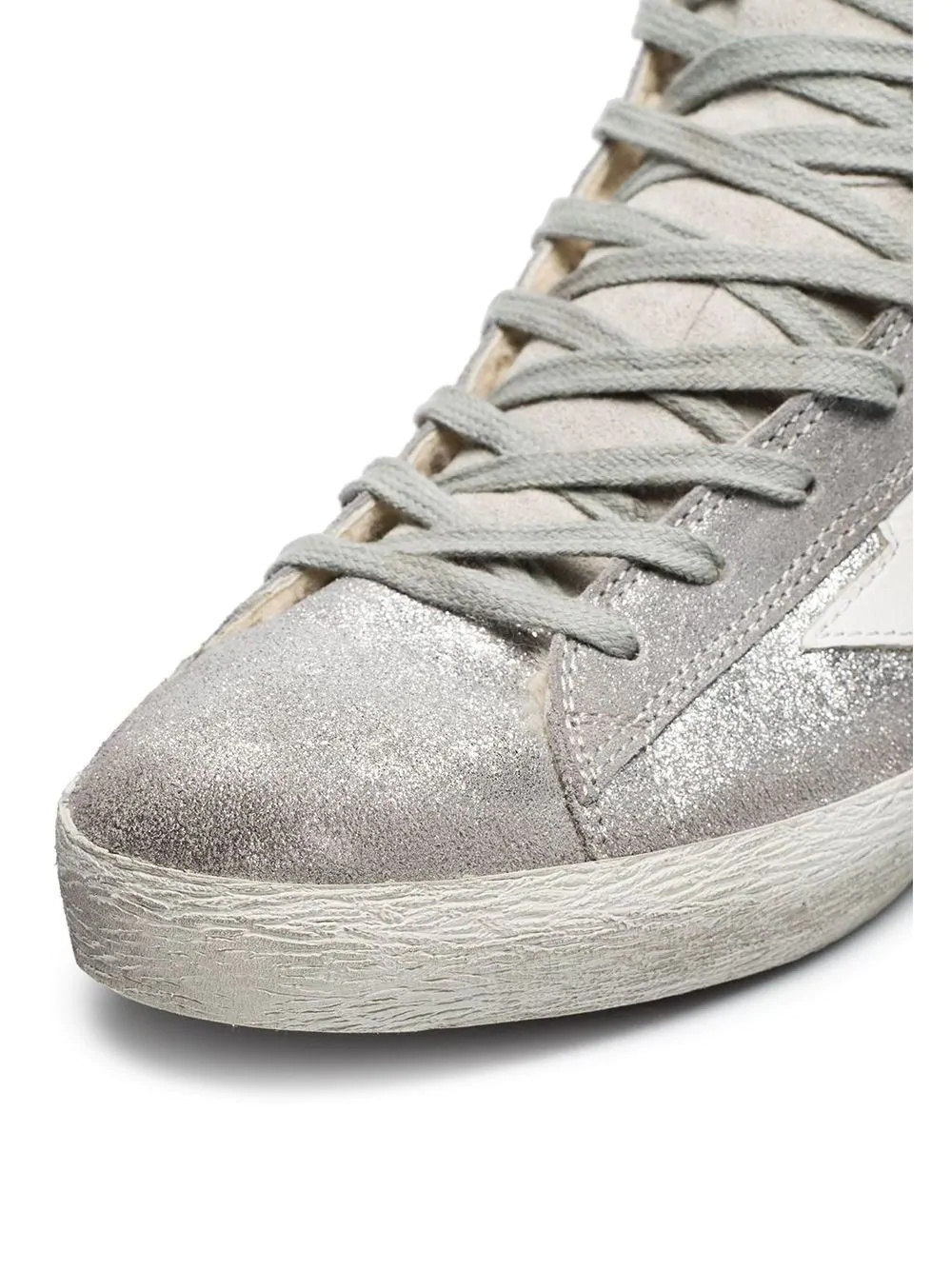 silver Sheepskin lined suede high top sneakers - 5