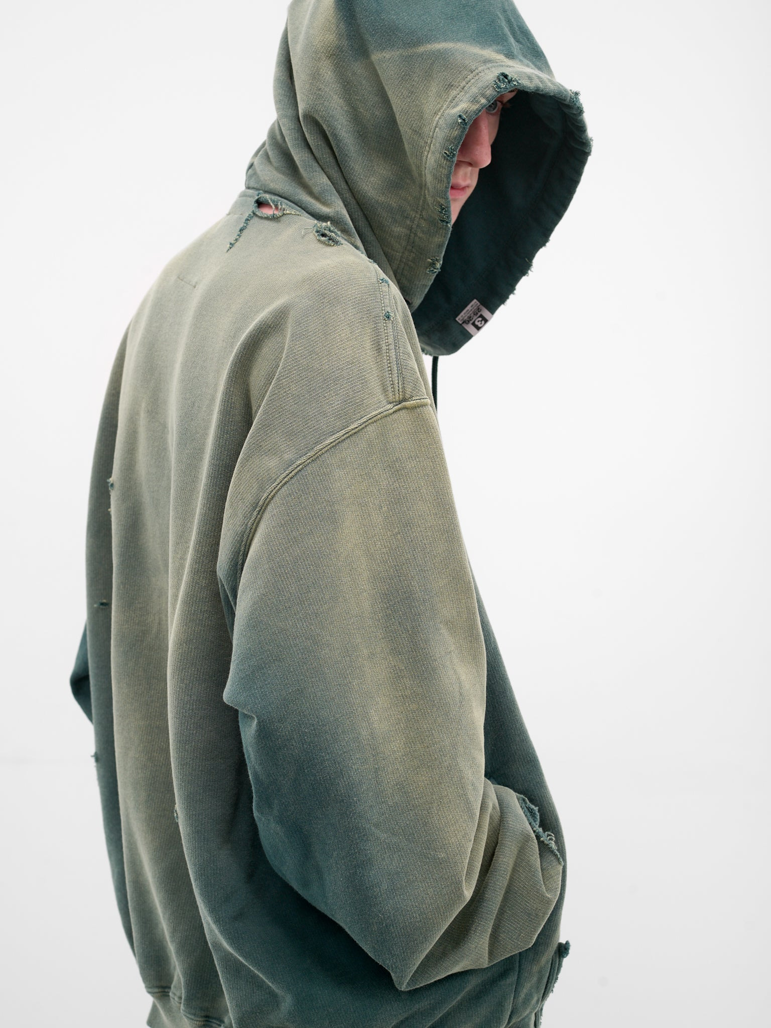 Green Deconstructed Distressed Hoodie - 5