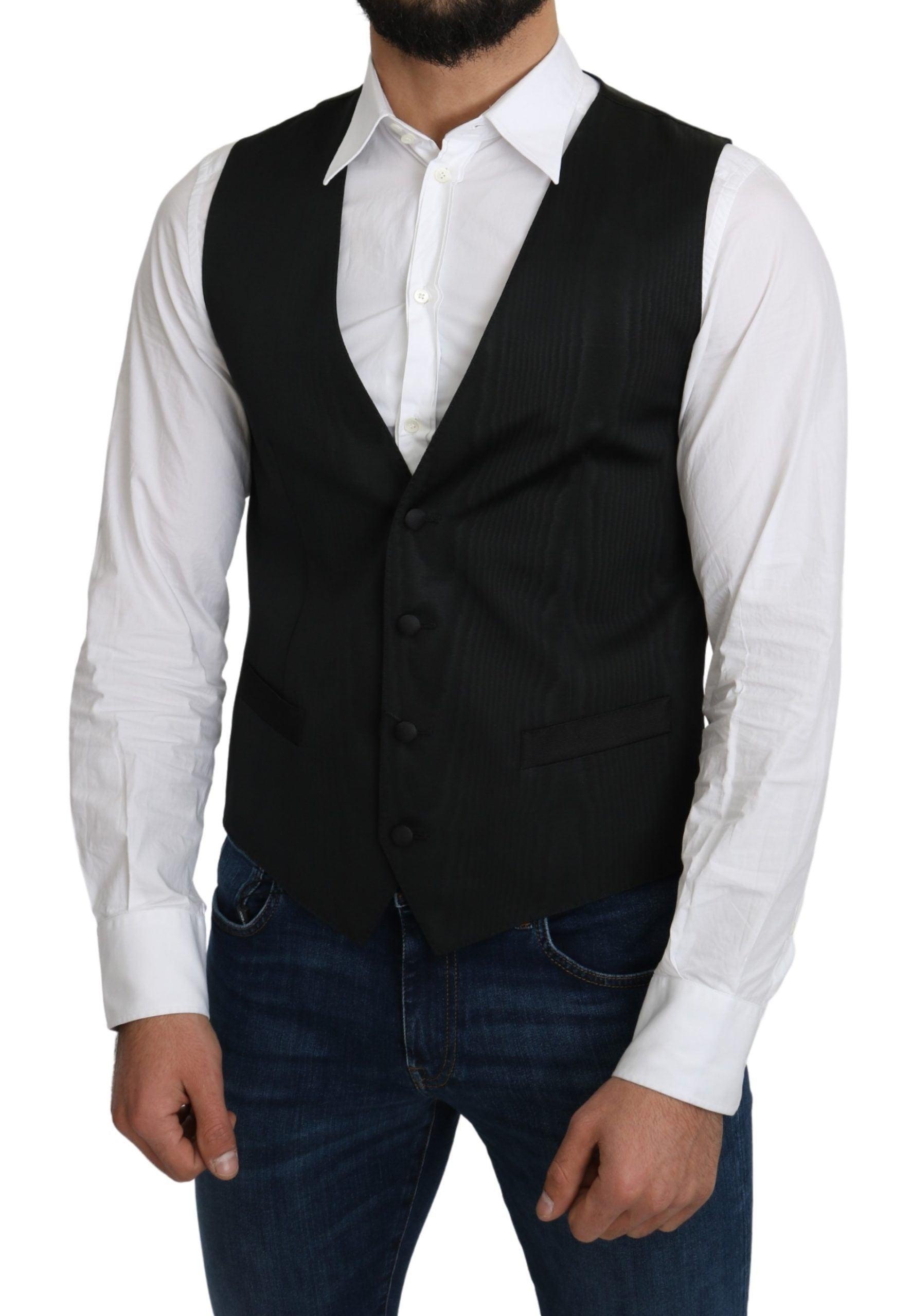 Dolce & Gabbana Gray 100% Silk Formal Coat Vest - 1