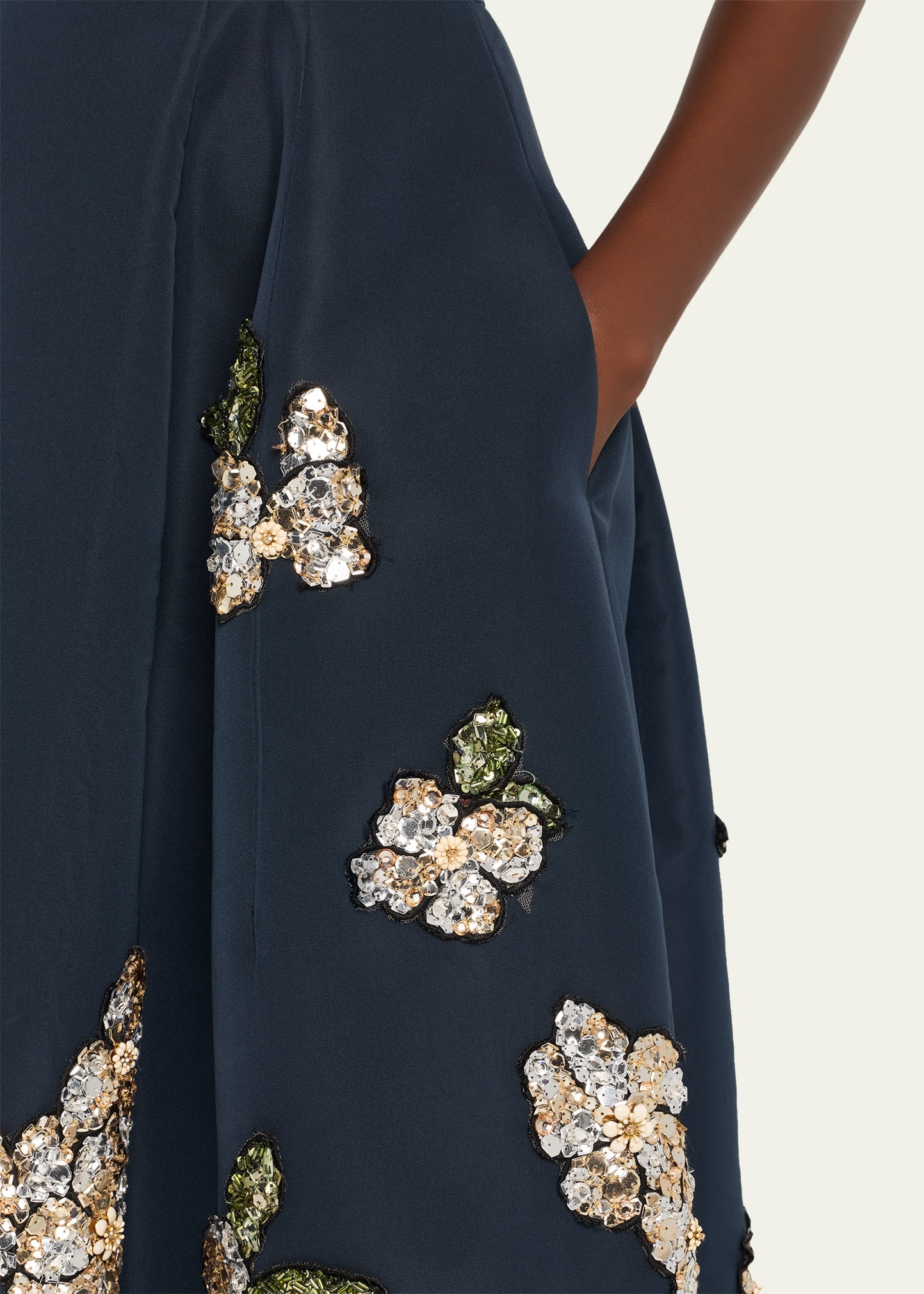 Floral Embroidered Sleeveless Midi Cocktail Dress - 5