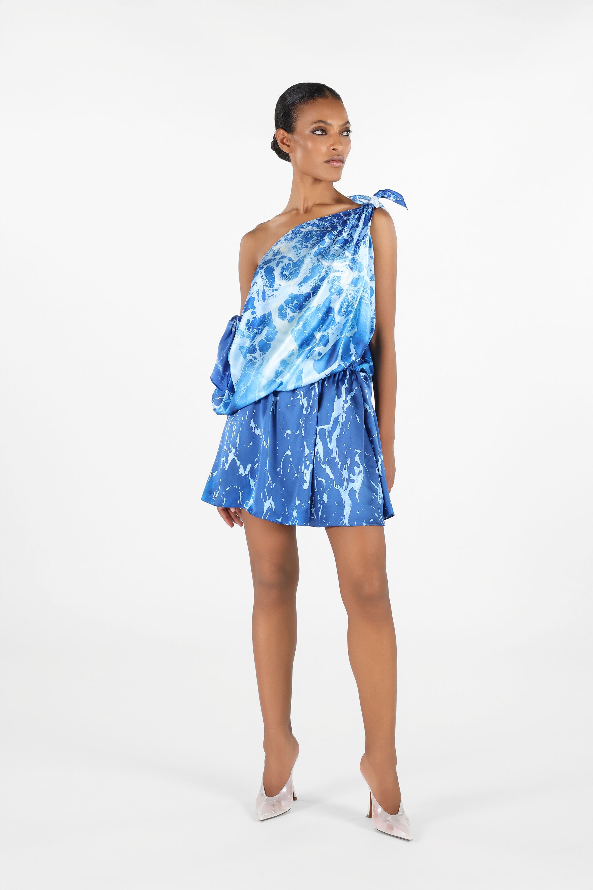 One-Shoulder Stretto di Messina Dress - 2