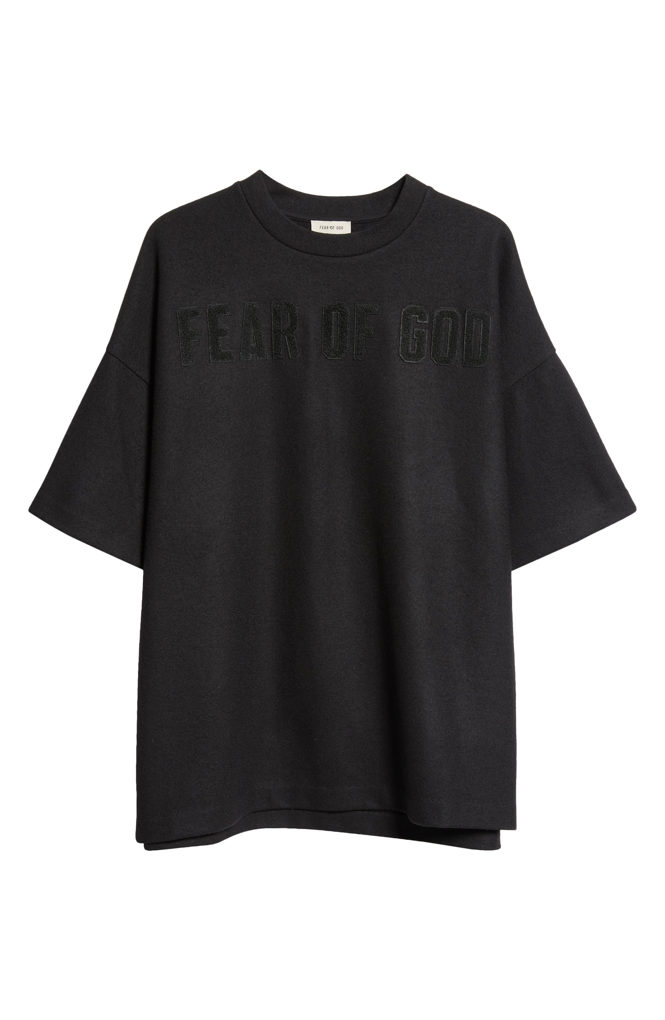 Fear of God Logo Patch Short Sleeve Merino Wool T-Shirt in Black at Nordstrom - 5