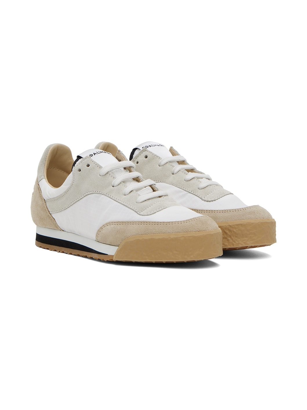 White & Beige Pitch Low Sneakers - 4