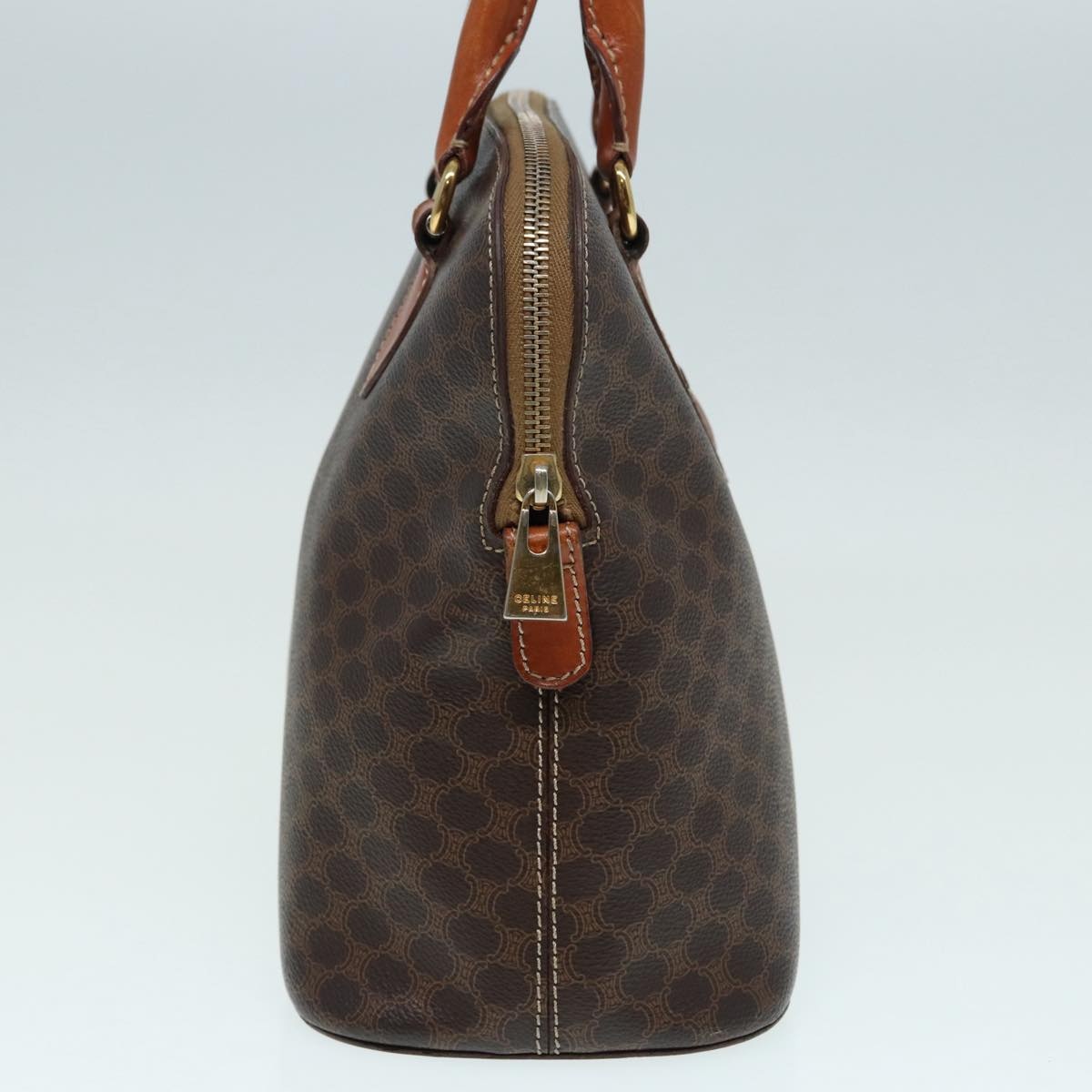 CELINE Macadam Canvas Hand Bag Pvc Leather Brown Gold - 4