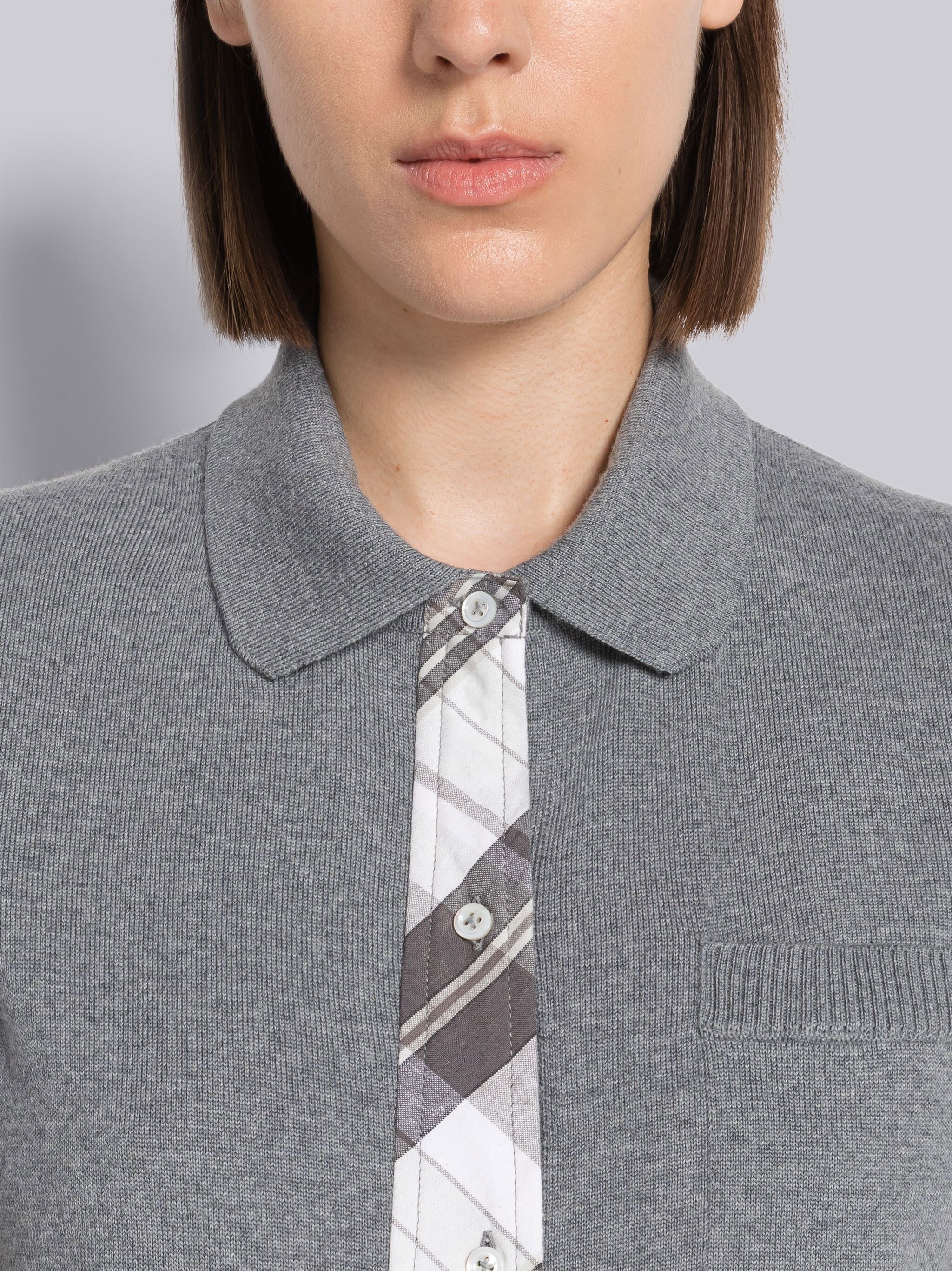 Merino Round Collar Madras Tie Shirtdress - 4