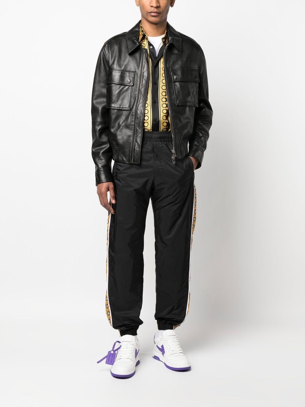 graphic-stripe taffeta track pants - 2