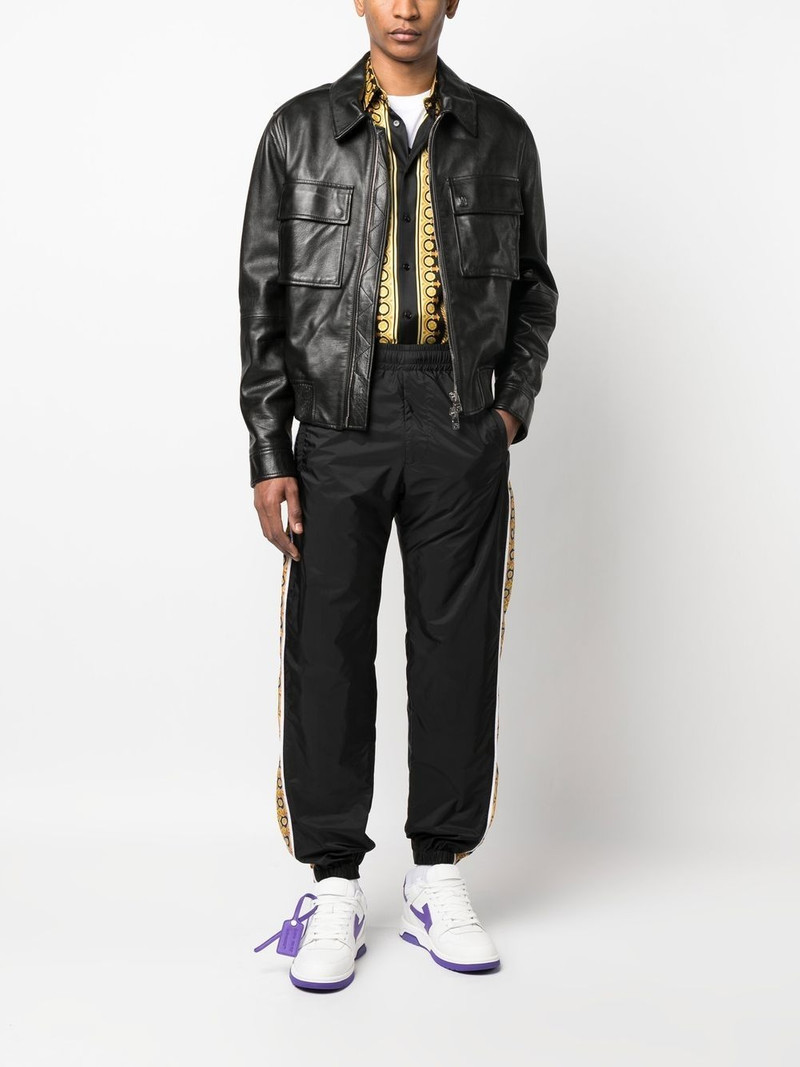 VERSACE graphic-stripe taffeta track pants outlook