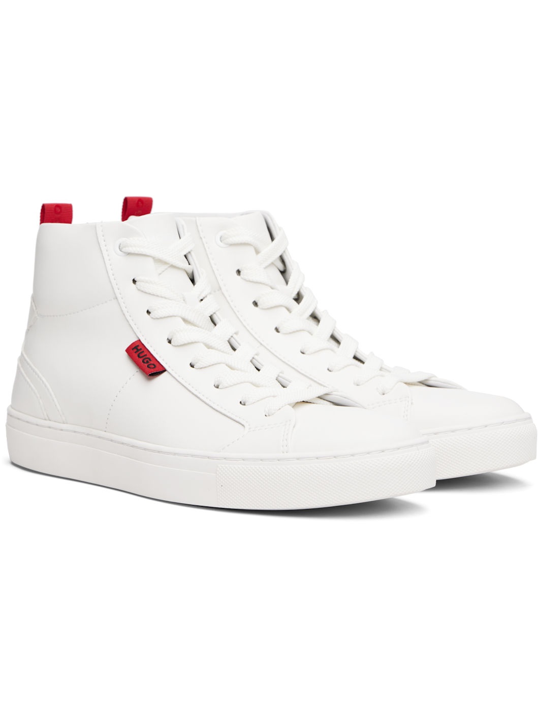 White Faux-Leather High-Top Sneakers - 4