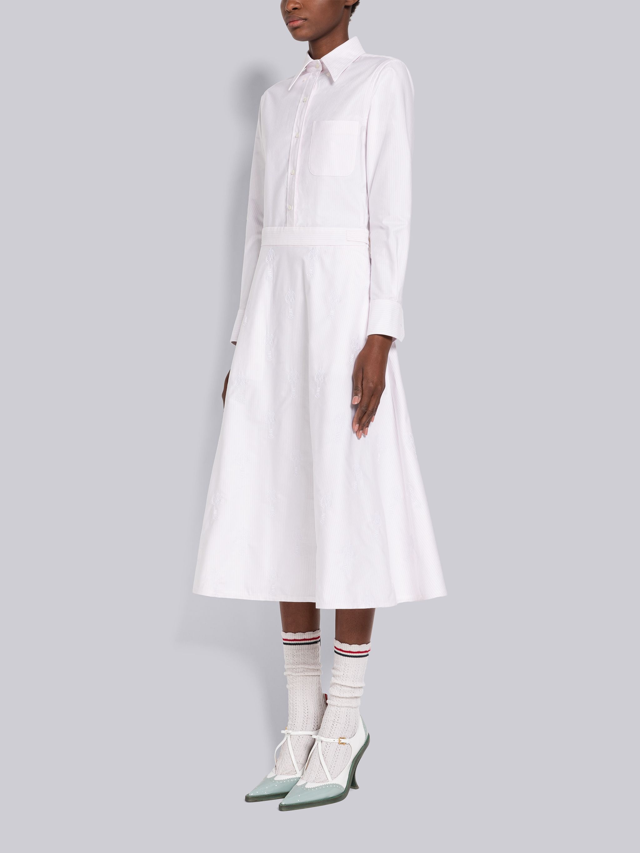 University Stripe Oxford A-Line Lobster Shirtdress - 2