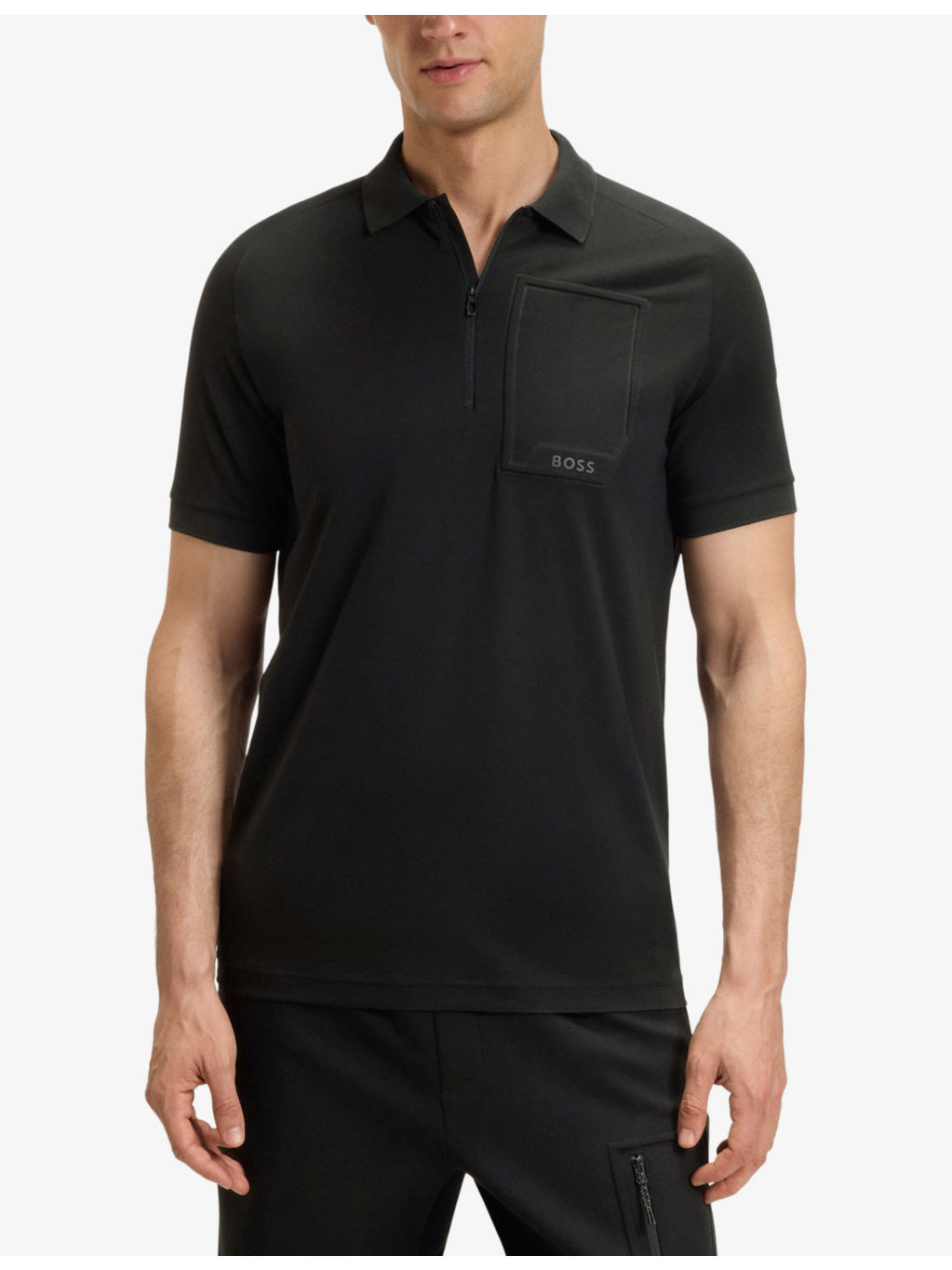 Embossed-Pocket Half-Zip Stretch-Cotton Polo Shirt - 3