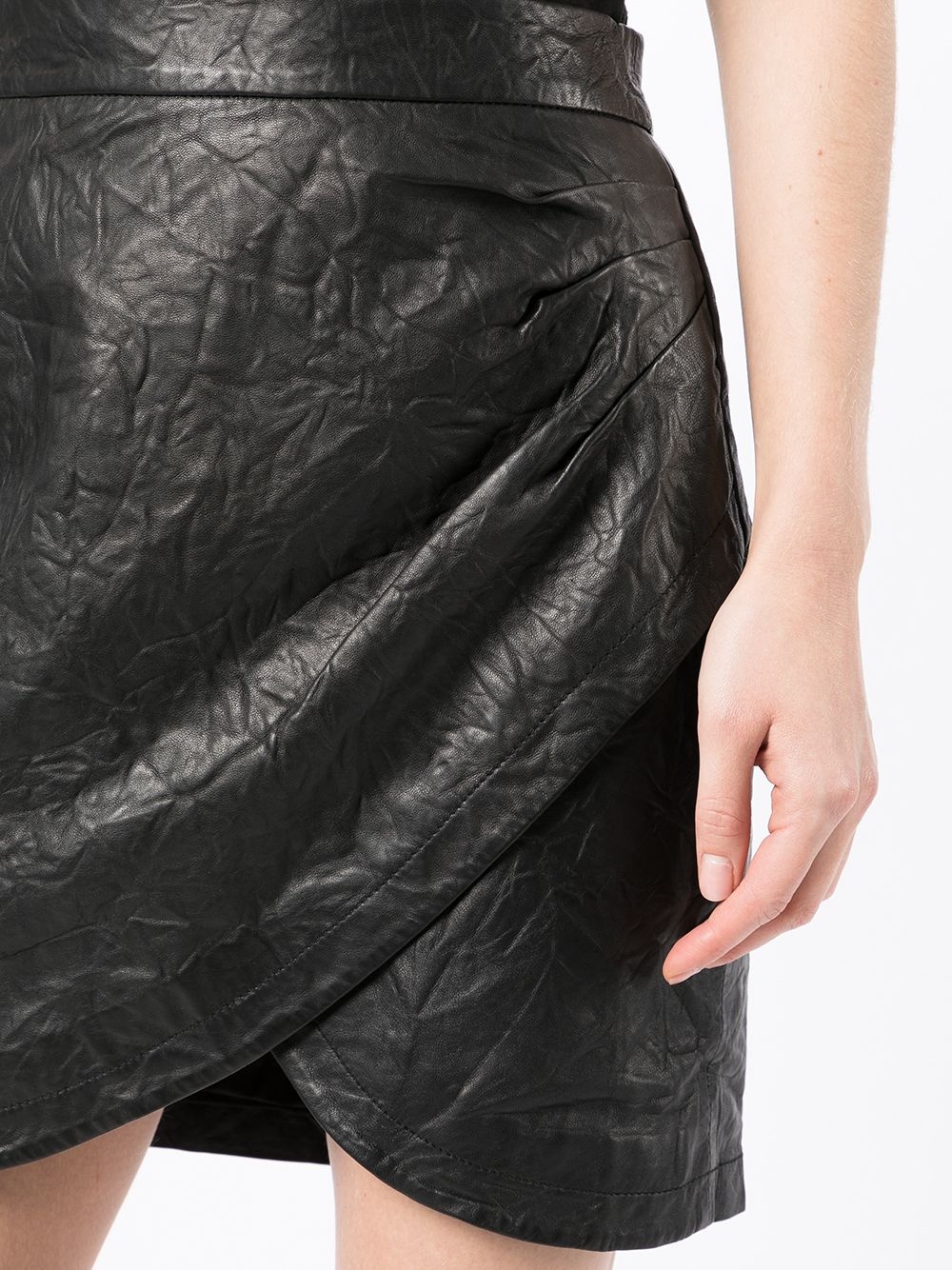 wrapped leather mini skirt - 5