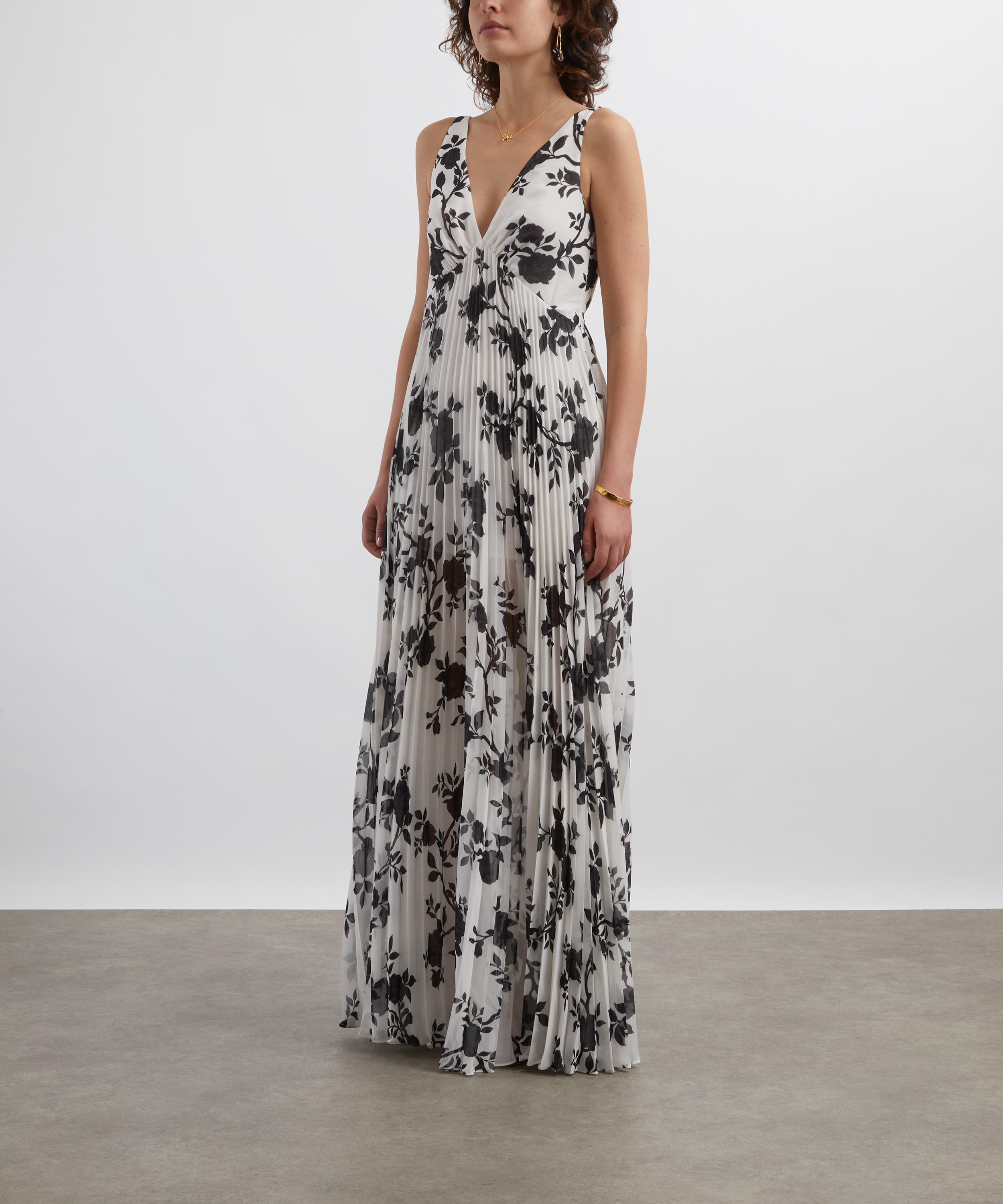 Floral Print Chiffon Maxi Dress - 3