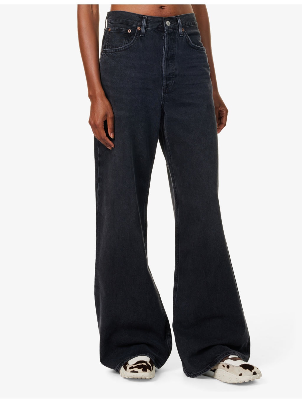 Dame five-pockets wide-leg high-rise regenerative-denim jeans - 3