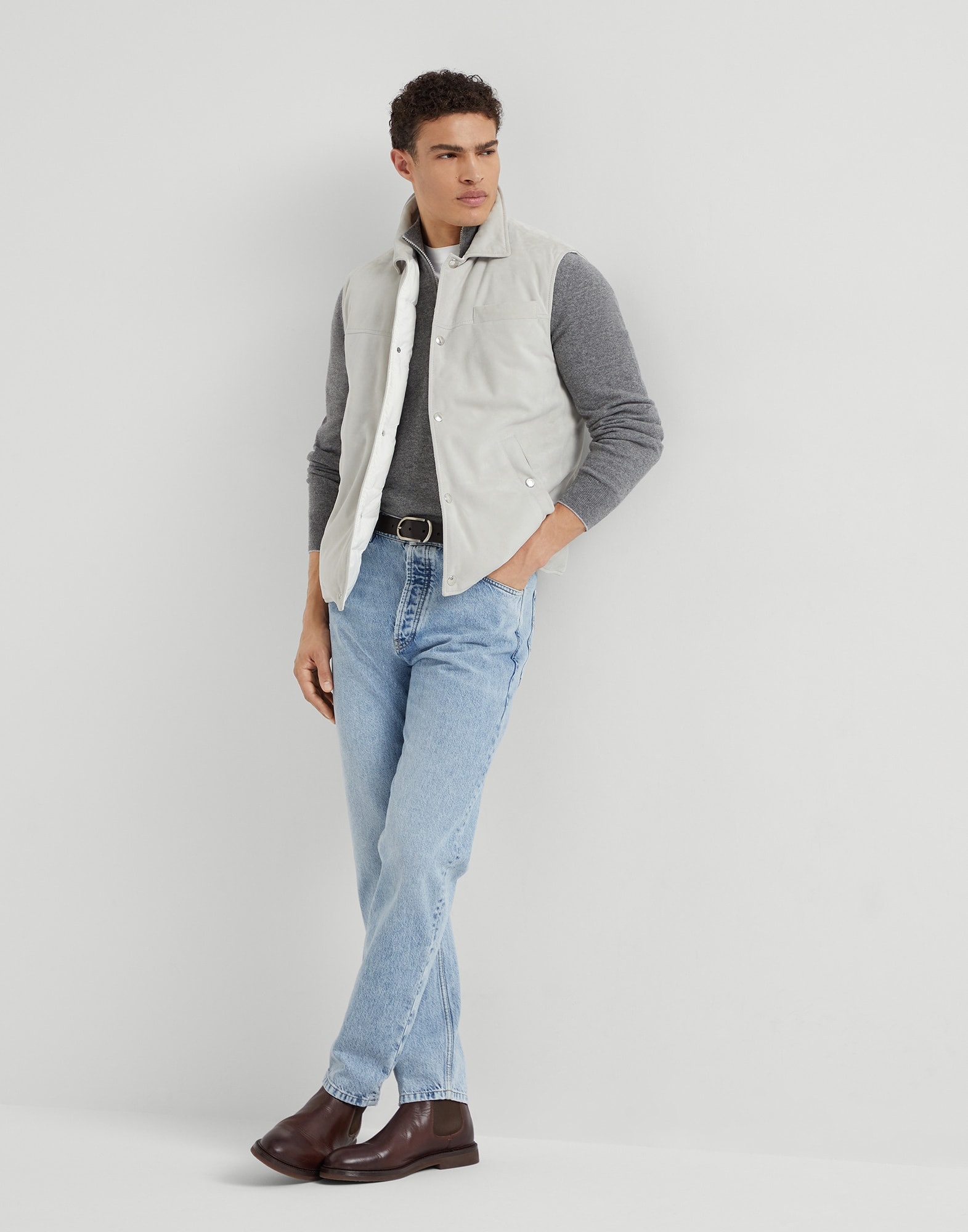 Cashmere sweater with half zip - 5